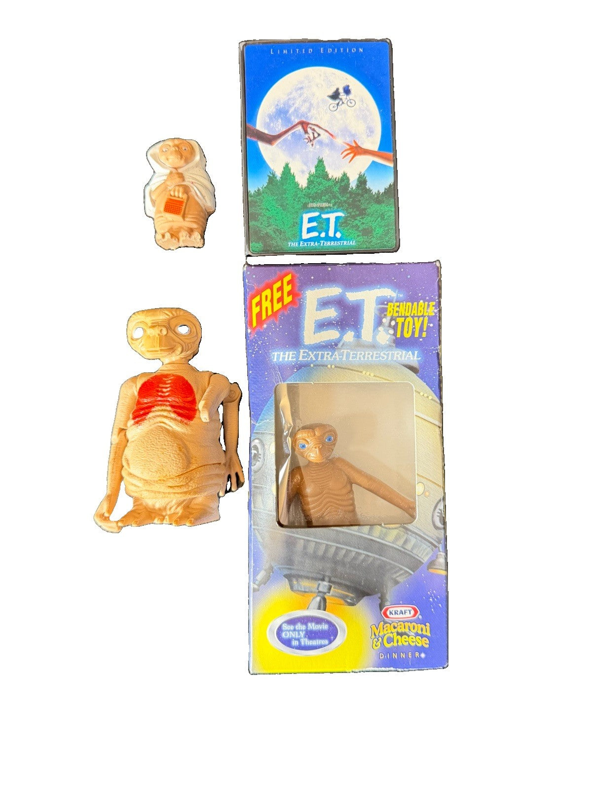 Vintage E.T. The Extra-Terrestrial Collectible Figures Bendable Toys Kraft Box⁠