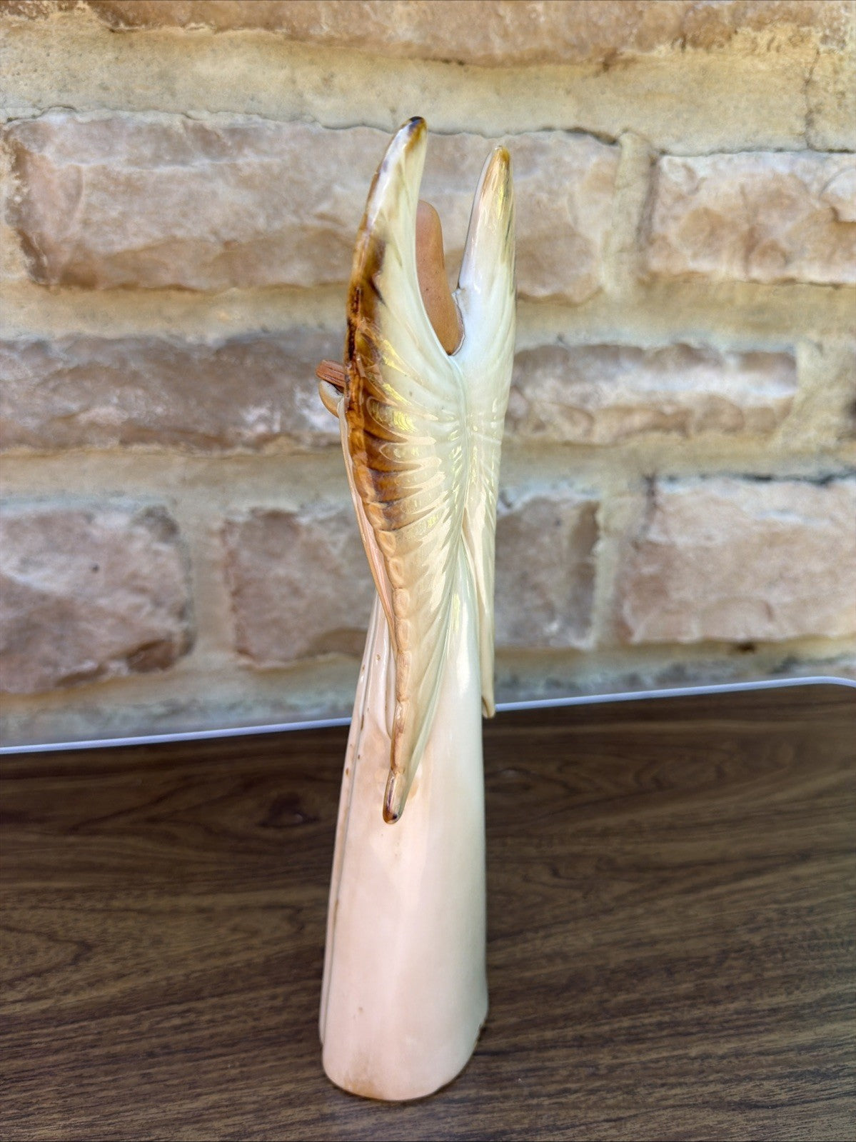 Glazed Ceramic Angel Figurine 13" Neutral Tone Home Decor Statue