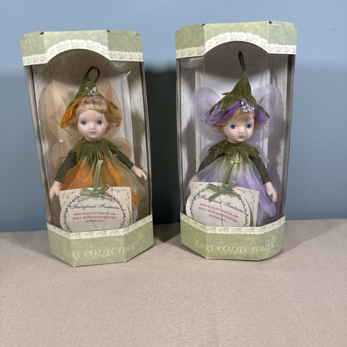 Fairyland Fantasies Patsy Becky Porcelain Fairy Dolls NIB Pair