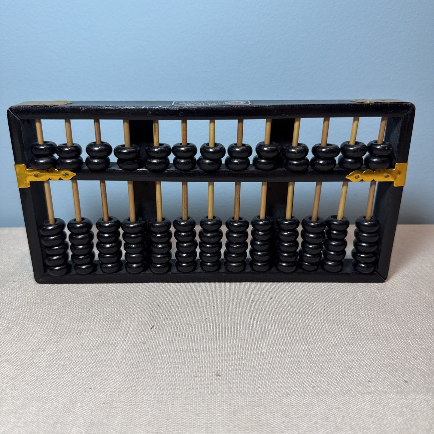 Vintage Lotus Flower Chinese Wooden Abacus 13 Row 91 Bead Counting Frame