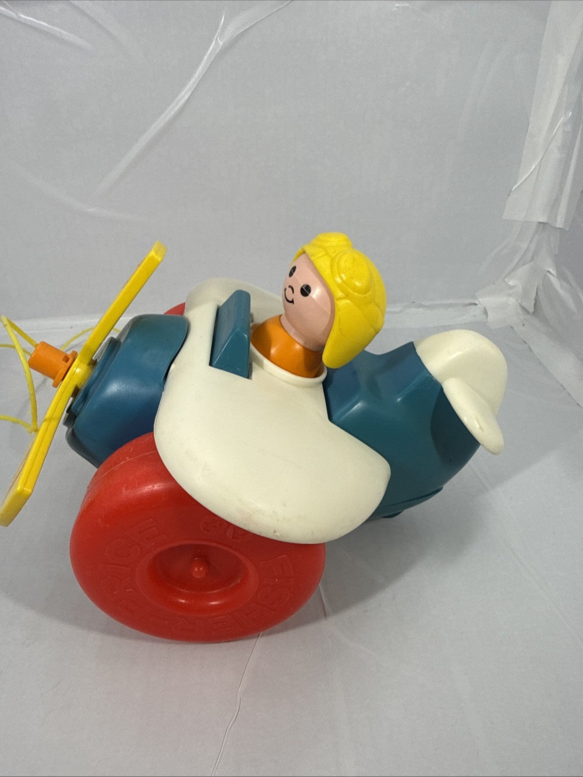 Vintage Fisher Price Airplane Pull Toy 171 Sound Motion Works Plane
