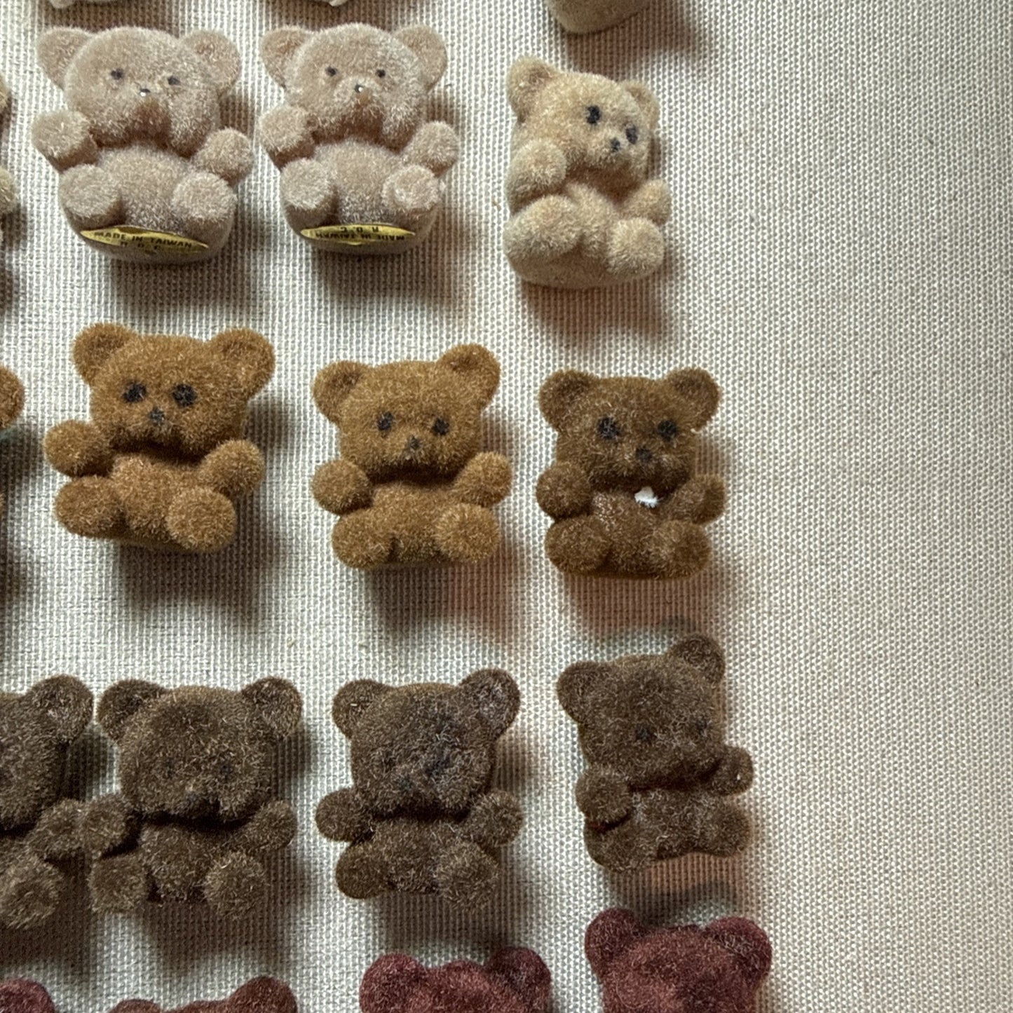 55 Flocked Miniature Teddy Bears White Brown Tan Vintage Crafting Minis Dioramas
