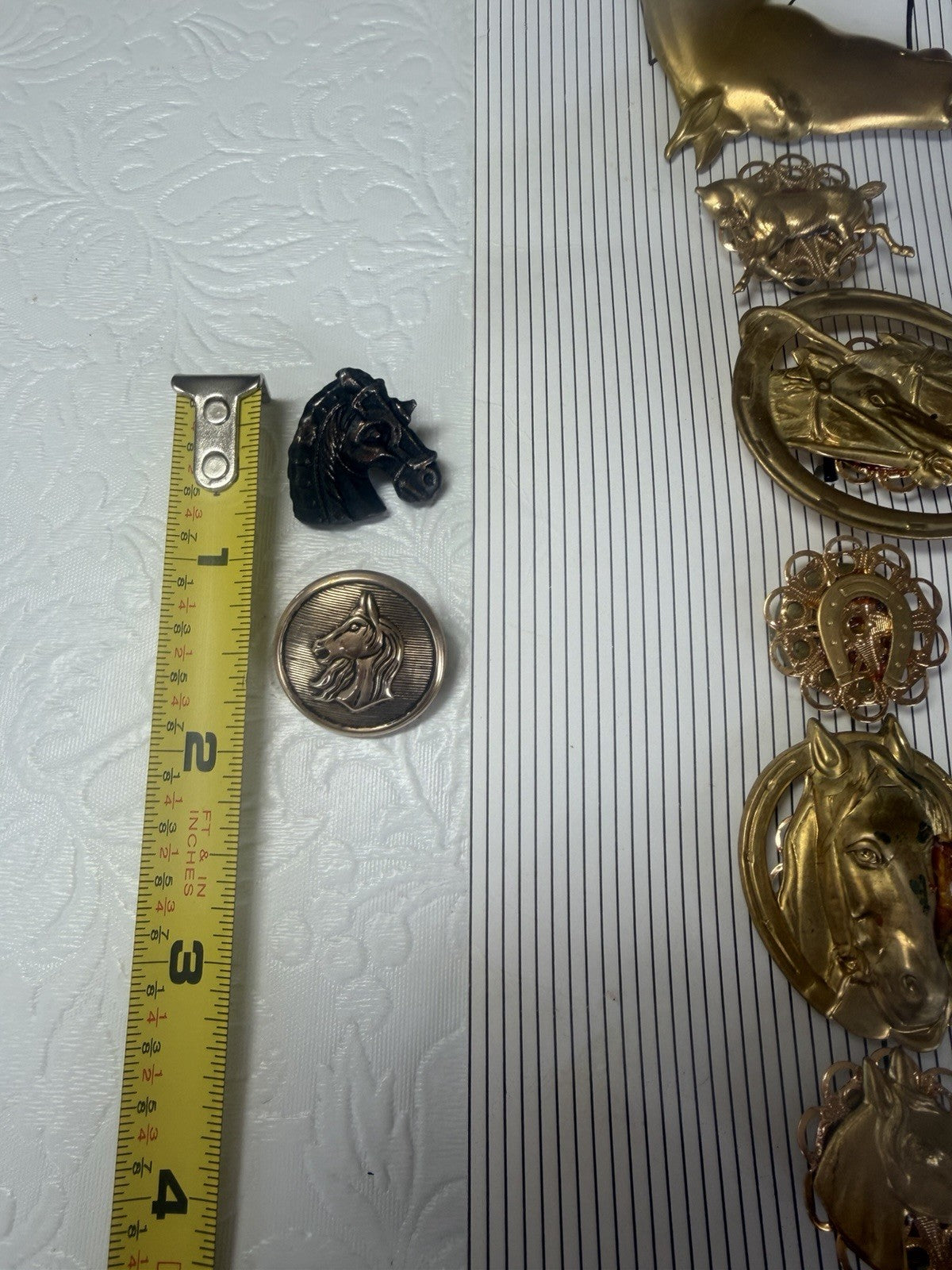 Vintage Horse Button Covers Lot Gold Bronze Equestrian Western Cowboy Styking 8p