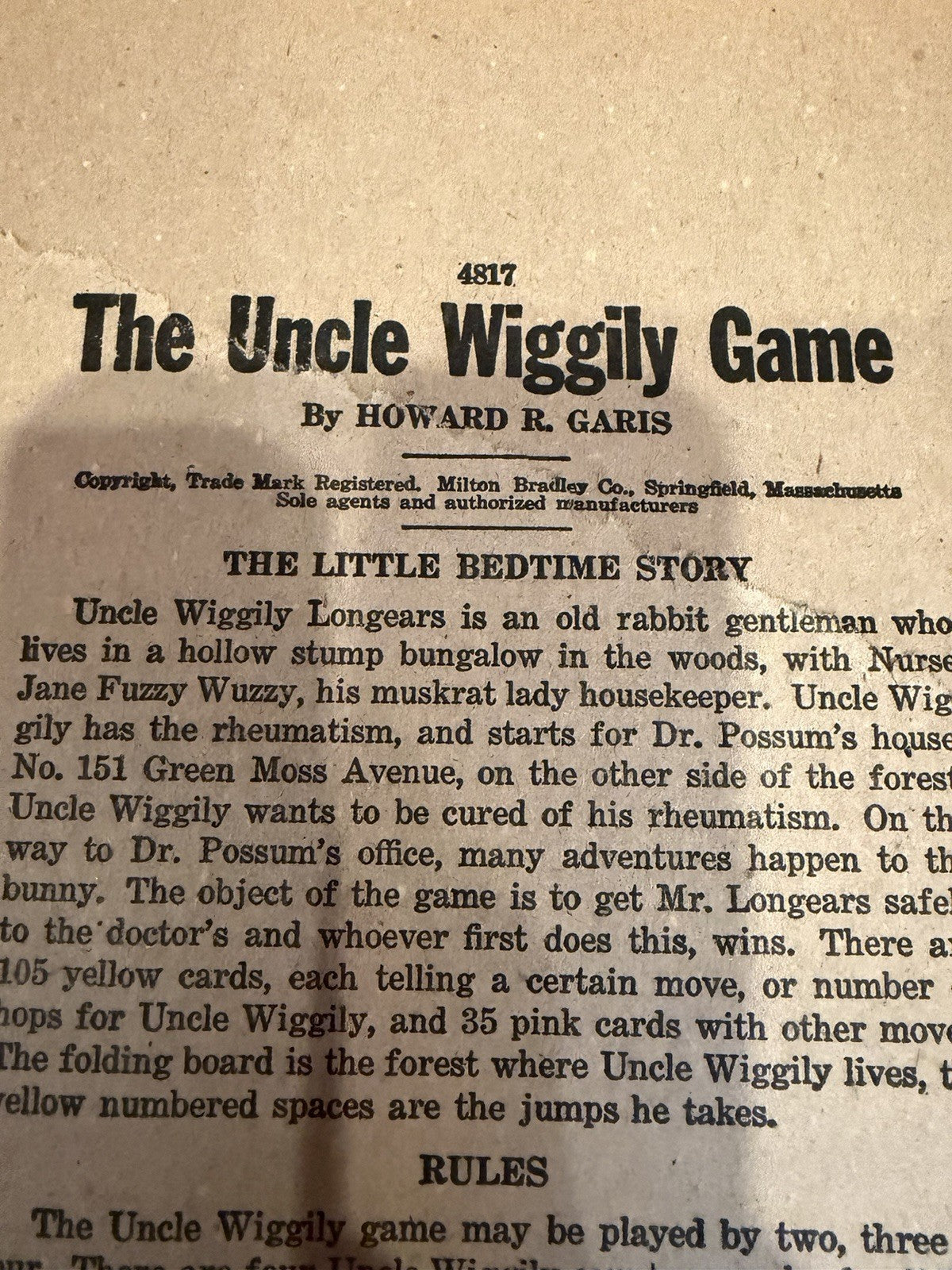 Vintage 1940s Uncle Wiggily Milton Bradley 4817 Complete Card Deck Board Box Set