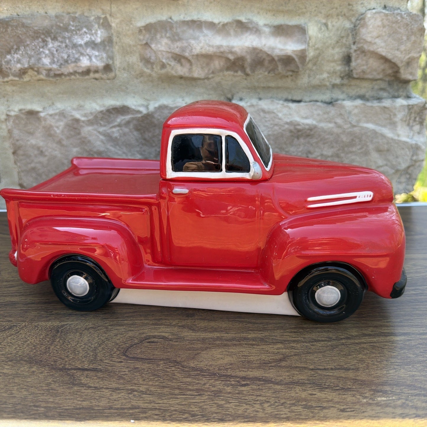 Vintage Ford Pickup Cookie Jar Red Truck 1940s Style Collectible