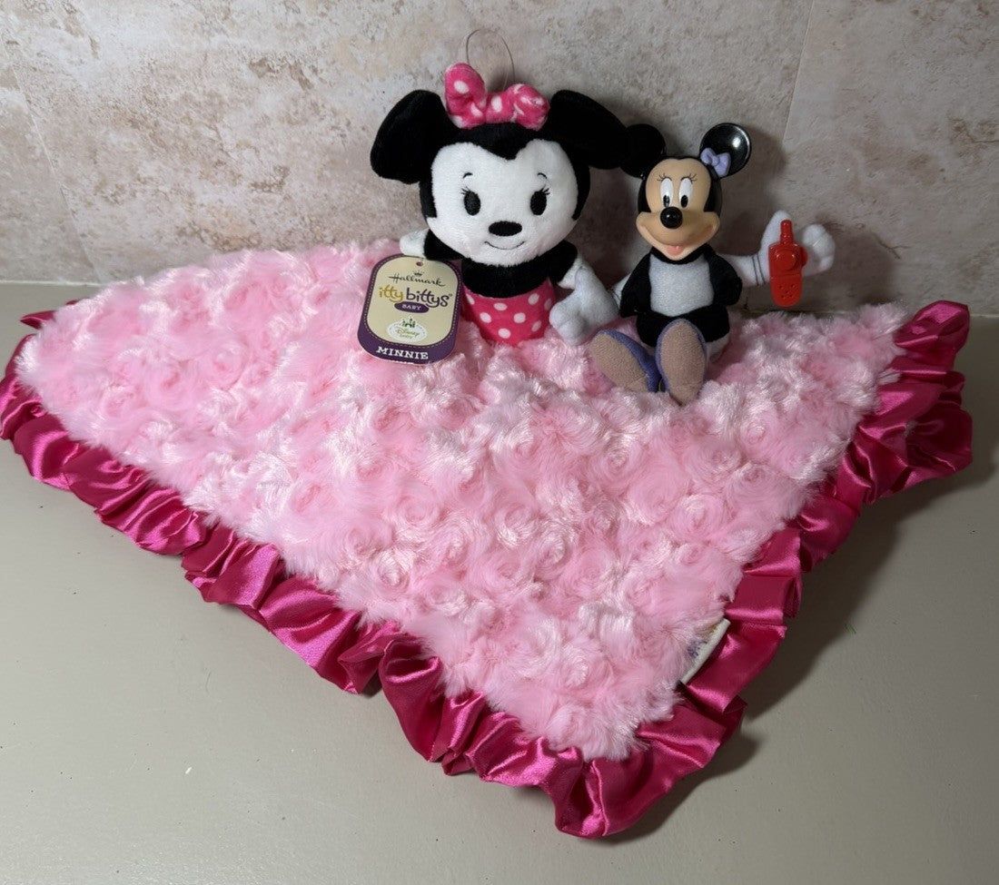 Disney Minnie Mouse Lot Hallmark Itty Bittys Baby Plush & 2001 House of Mouse