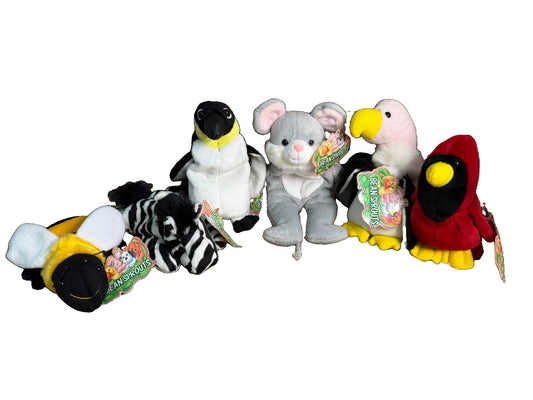 Bean Sprouts Gift Innovations Plush Animals 6 NWT Penguin Mouse Cardinal Toys