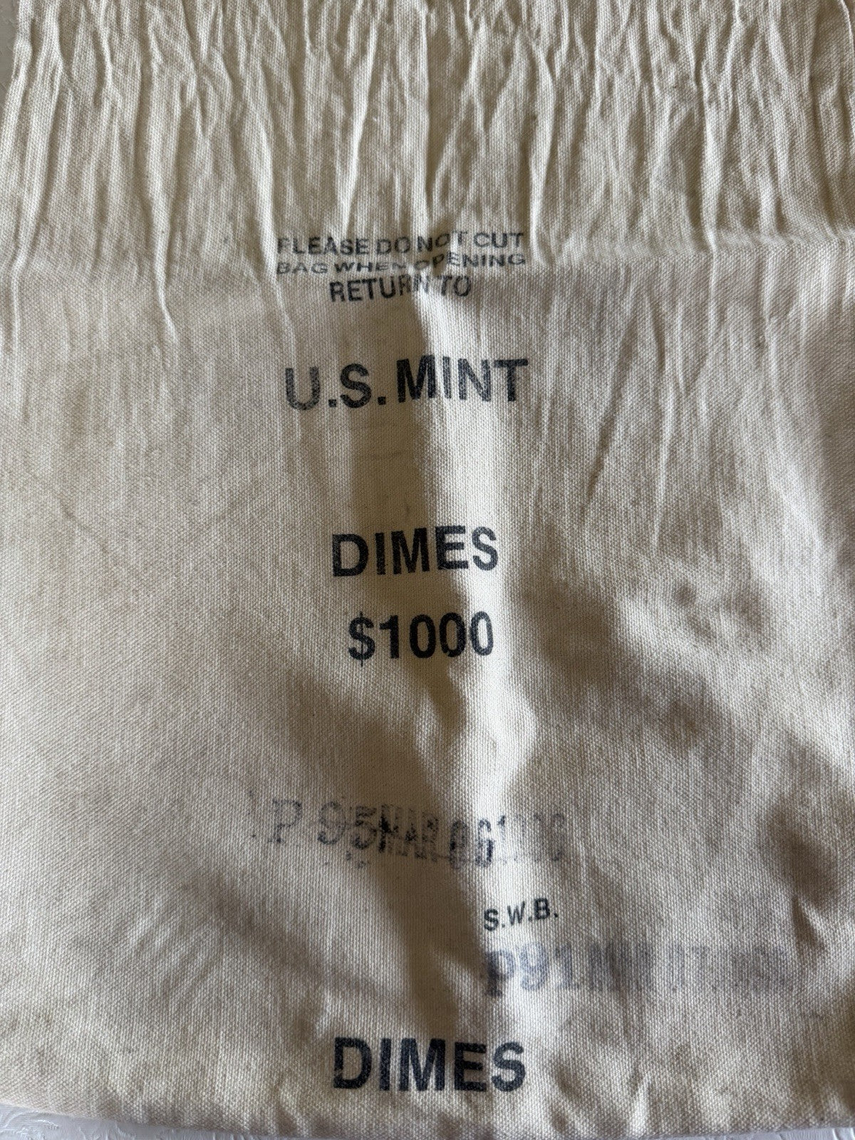 Vintage US Mint Canvas Coin Bags Lot 2 1000 Dimes 50 Cents Money Sacks Treasury