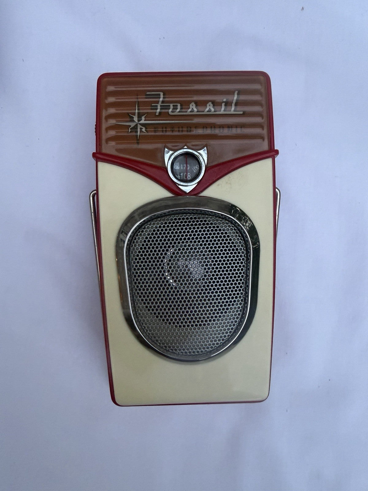 Vtg Fossil Futurephonic AM FM Radio Retro Transistor Tin Box ML-2130 Works