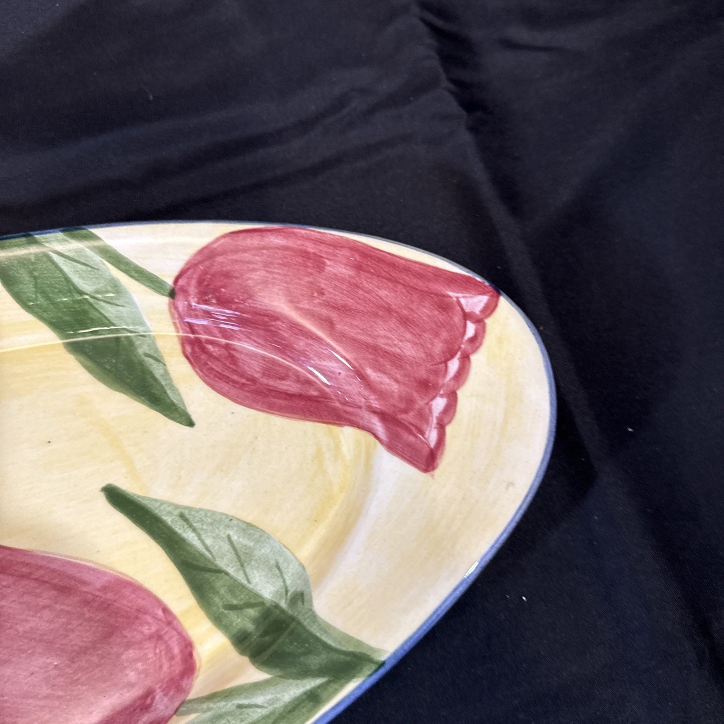 Laurie Gates Oval Ceramic Large Serving Platter 23 1/2" x 8 1/2" Tulips