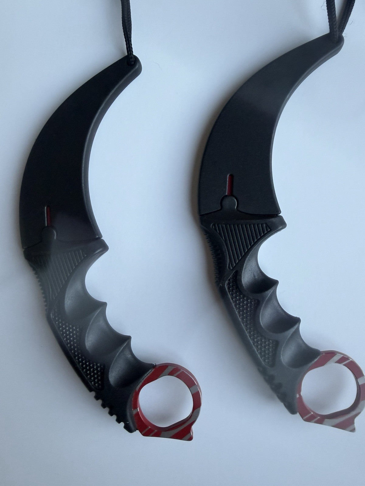 Fixed Blade Karambit Knife Pair Lot of 2 Red Tiger Stripe with Sheaths