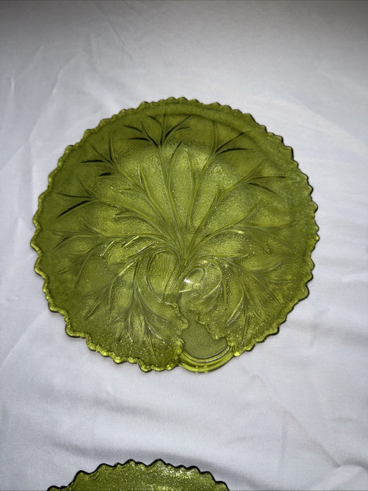 Indiana Glass Tree of Life Avocado Green 8.5" Plates Set of 6
