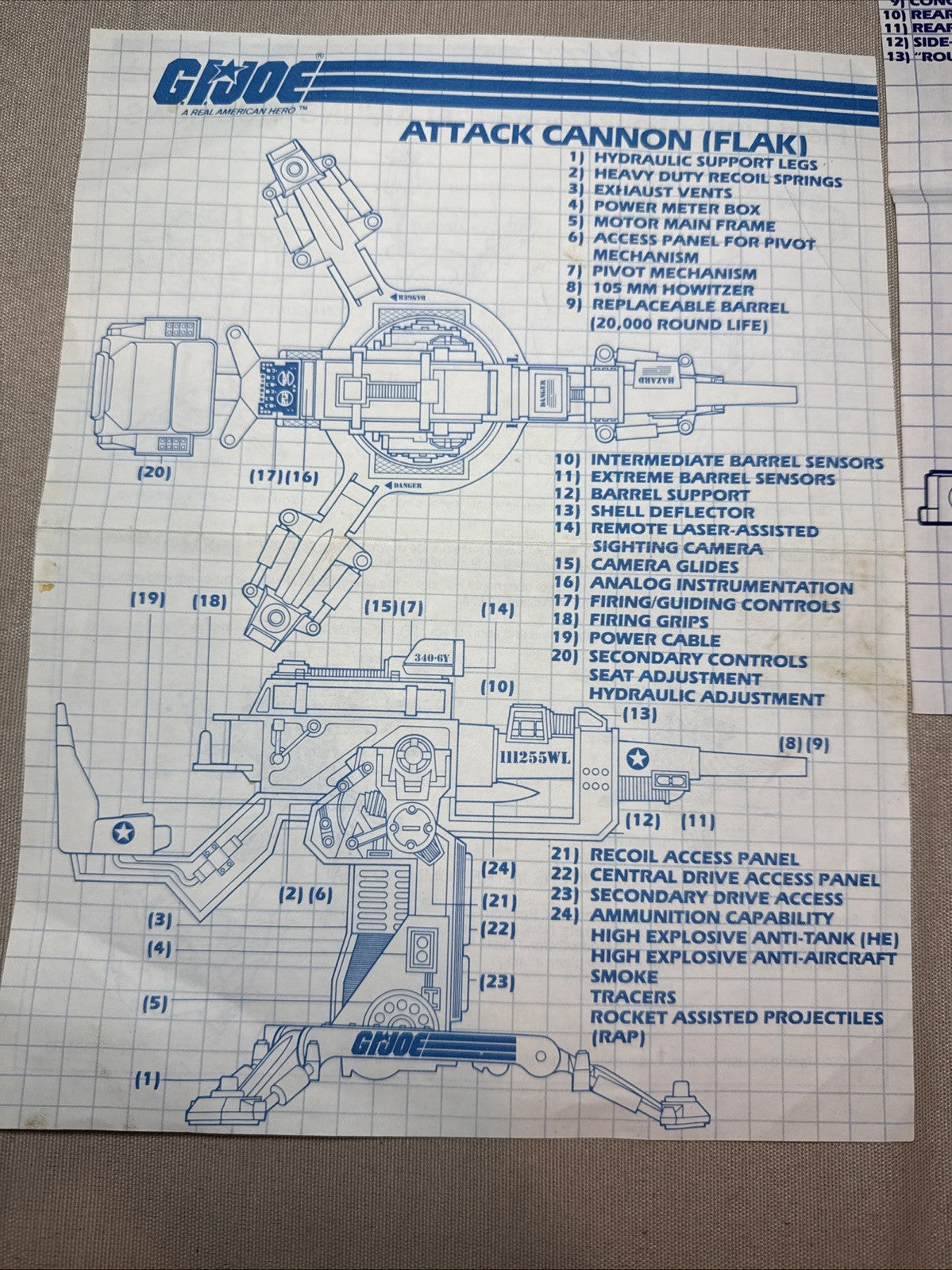 Vintage GI Joe ARAH 5 Blueprint Instruction Sheets MOBAT STUN FLAK MMS SKIMOBILE
