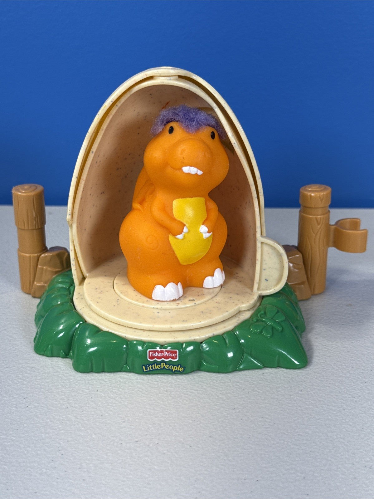 Vintage Fisher Price Little People Dinosaur Donald Egg Baby T Rex Cave Person