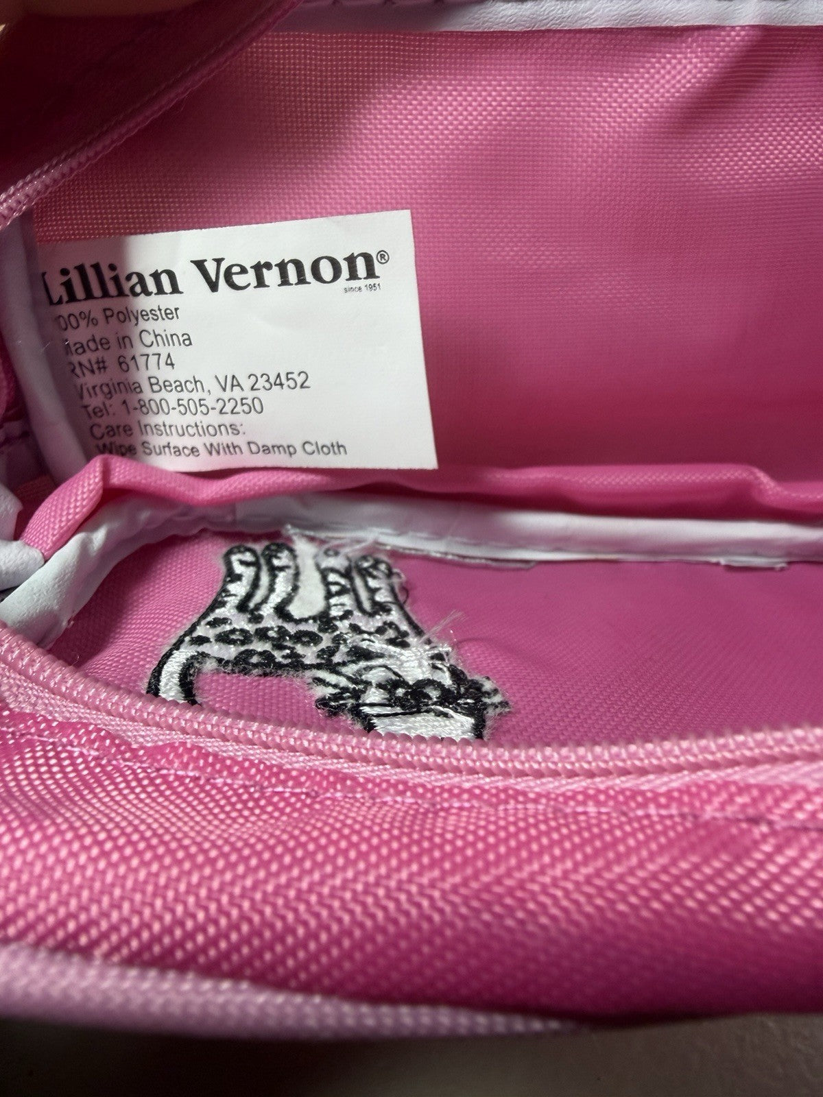 NWT Lillian Vernon Pink Leopard Cats Pencil Case Cosmetic Bag Lot of 2 Zip Pouch