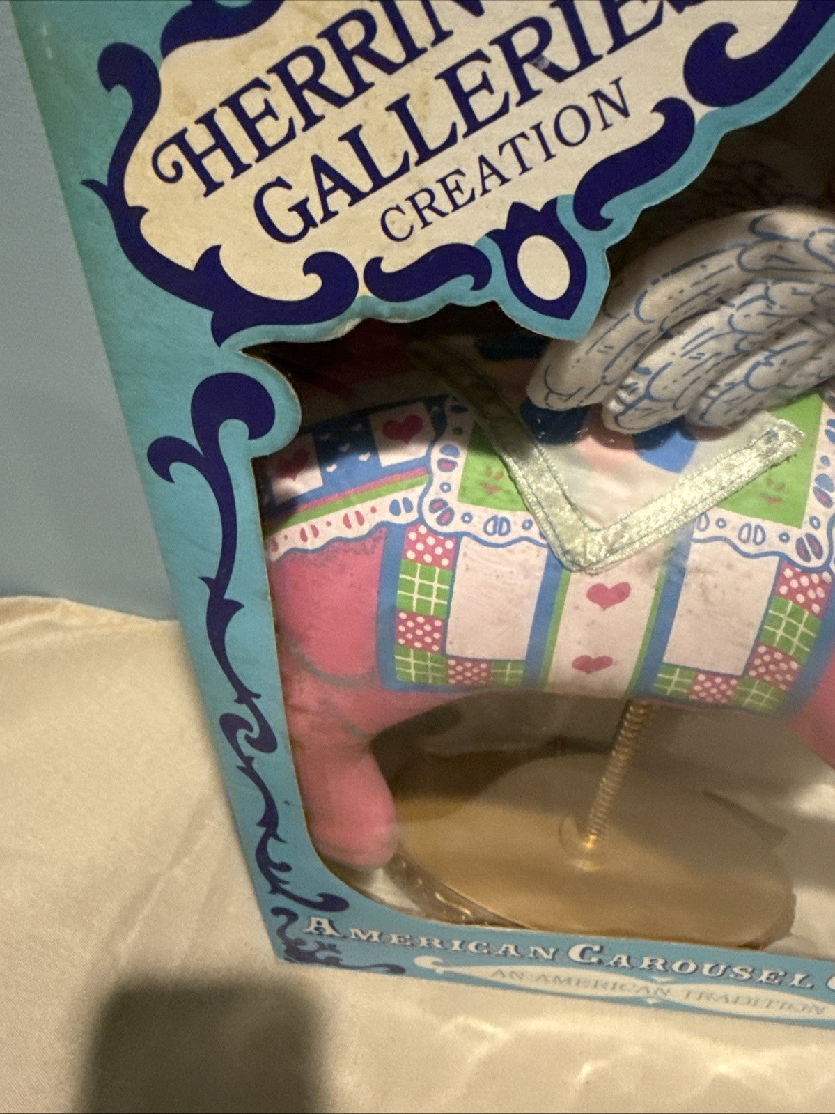 Vintage Herrington Galleries Carousel Pig Figurine Pink Pig NIB 14" NIB