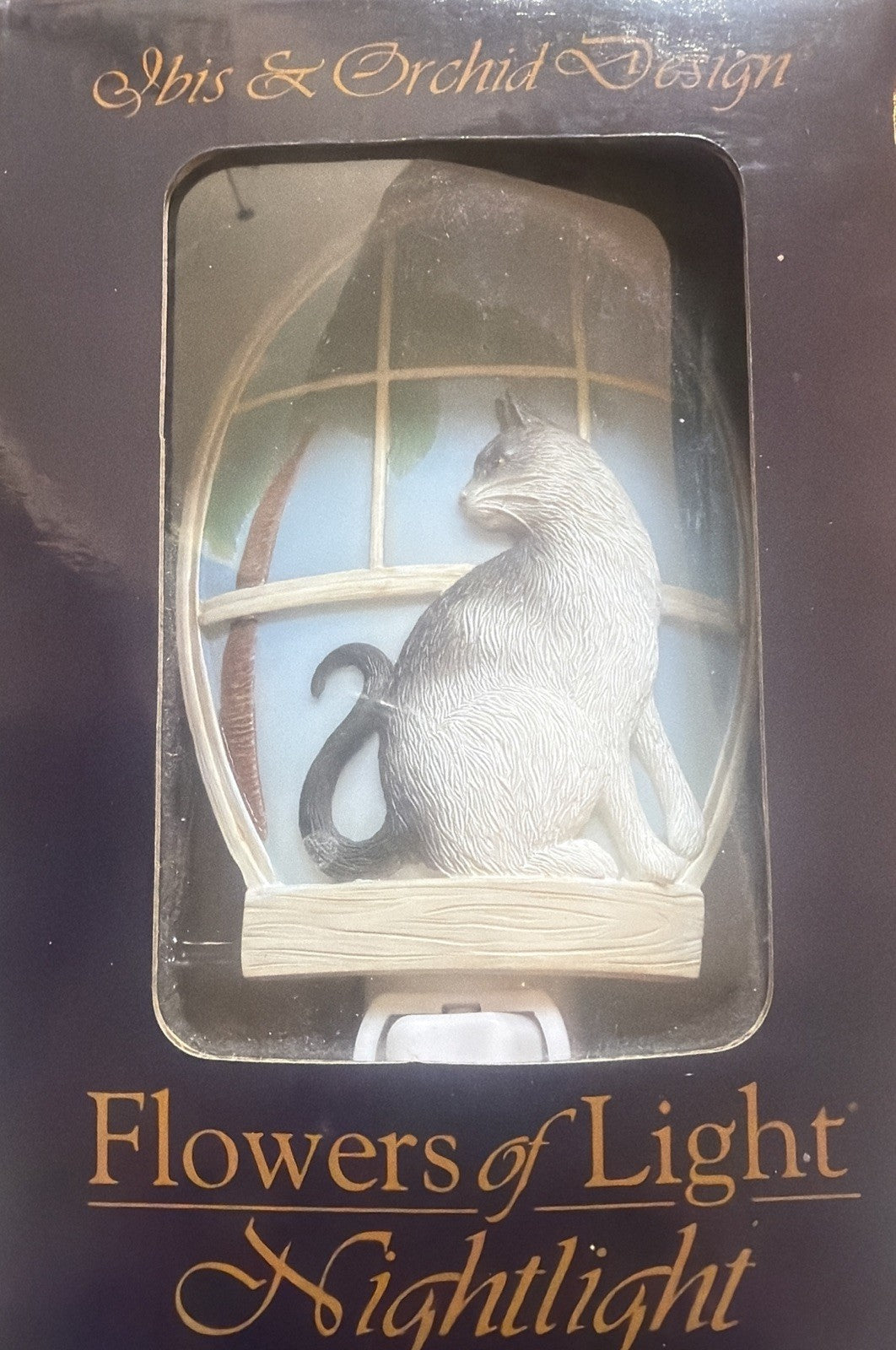Flowers of Light Night Light Cat Ibis Orchid 50122 New In Box 2008