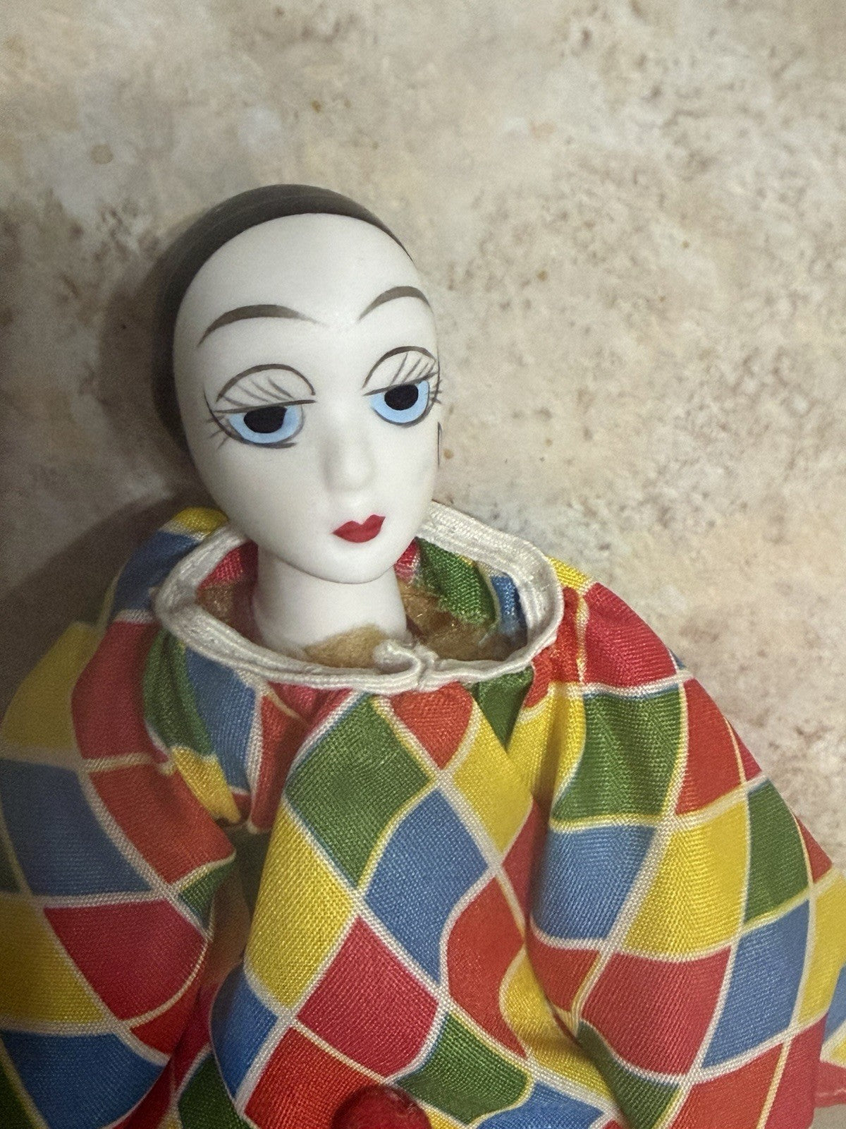 Vintage Show Stoppers Porcelain Clown Doll Harlequin Original Tag 7"