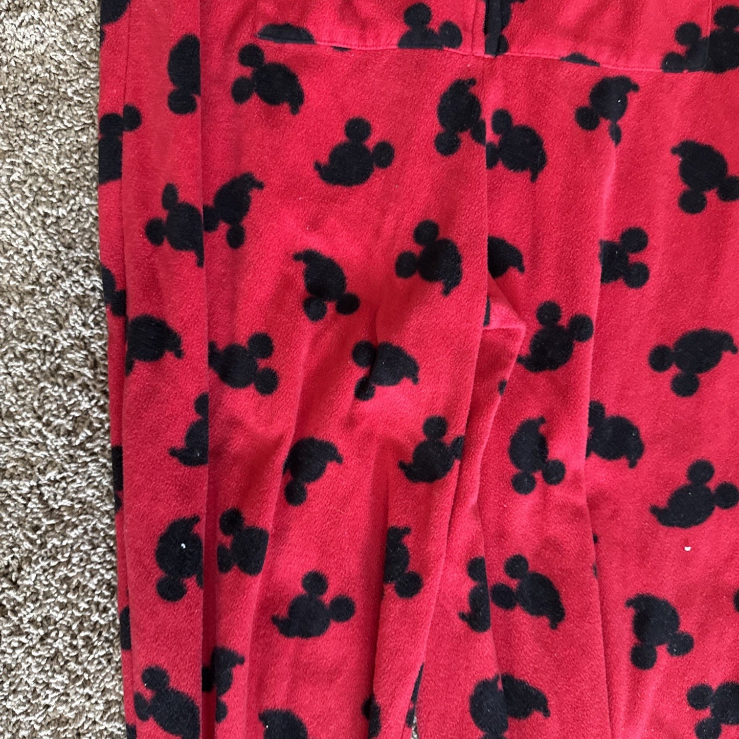 Disney Mickey Mouse Pajamas Fleece One Piece Footed Zip Women Medium