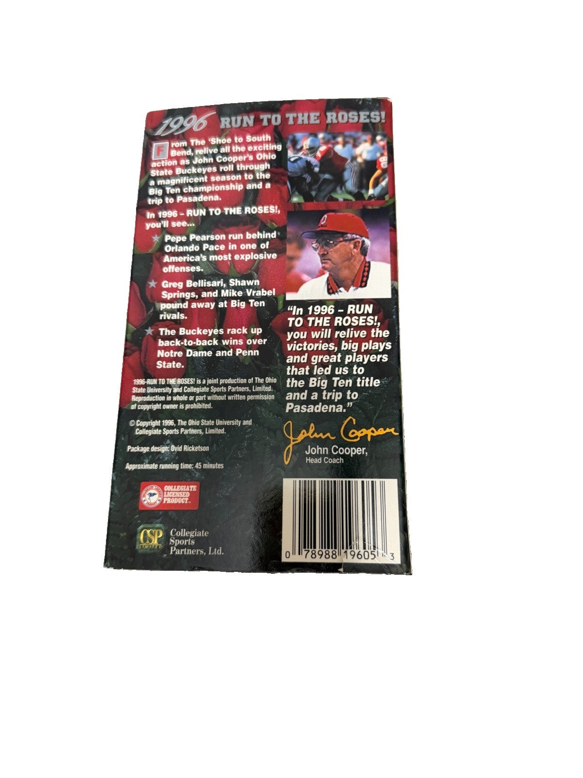 Vintage 1996 Ohio State Buckeyes Run to the Roses VHS Tape John Cooper Big Ten