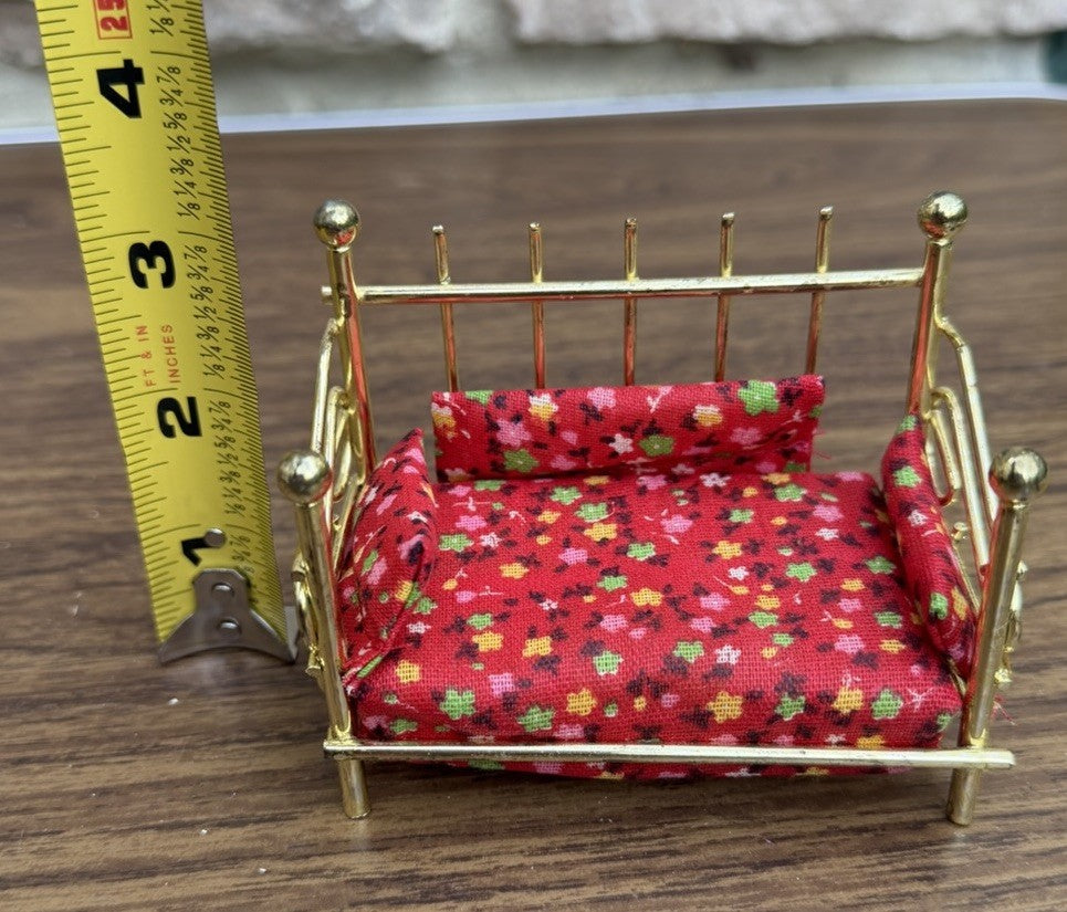 Vintage Dollhouse Furniture Brass Bed Sofa Ice Cream Chair Lot
