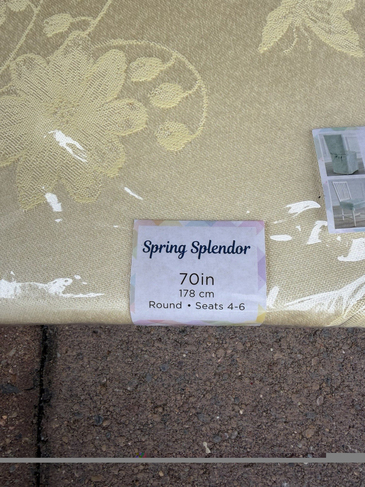 Town Country Spring Splendor Butter Yellow Damask Tablecloth 4 Napkins Vintage