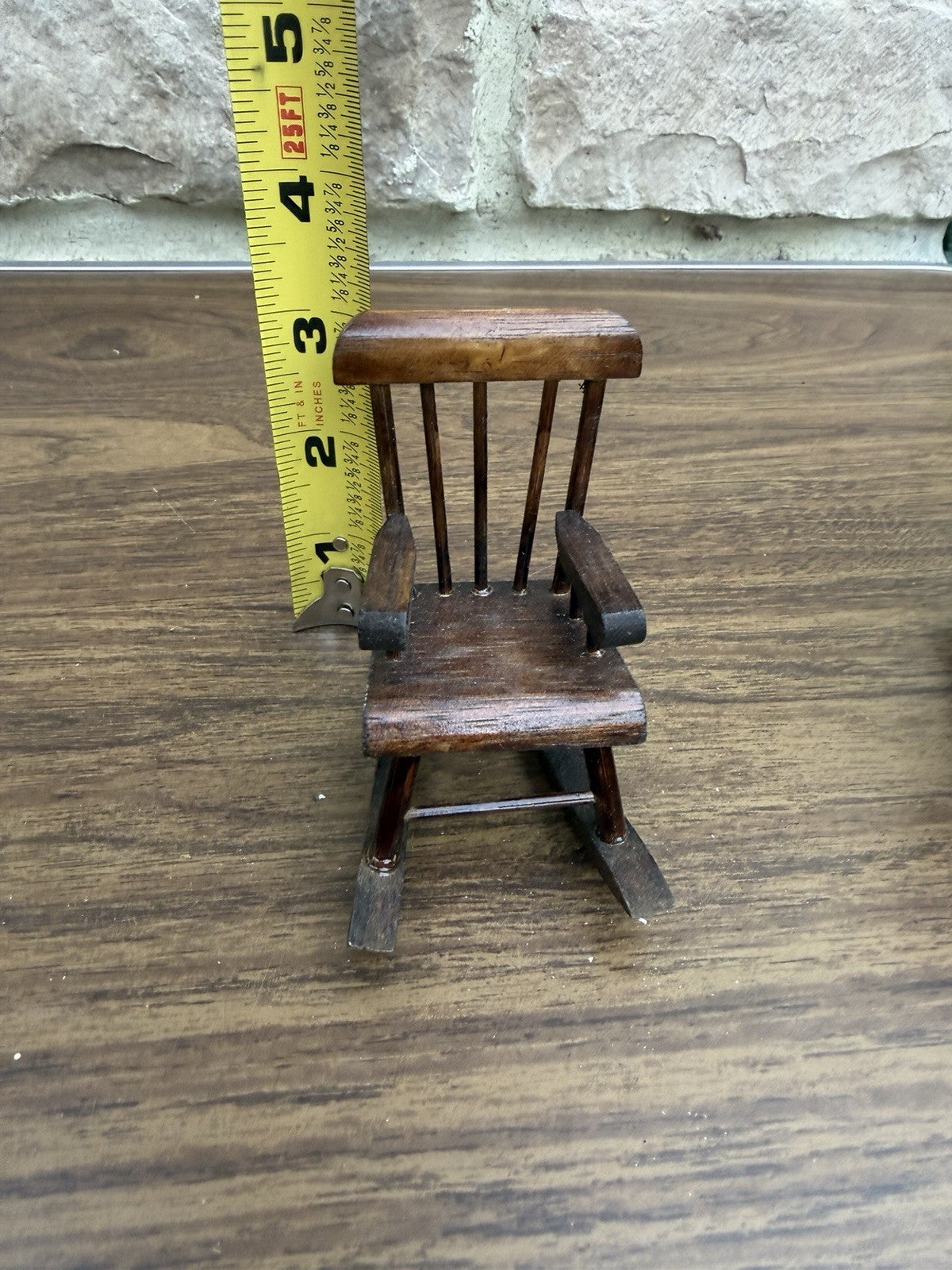 Vintage Dollhouse Rocking Chair Lot 3 Wooden Miniature Furniture 4"