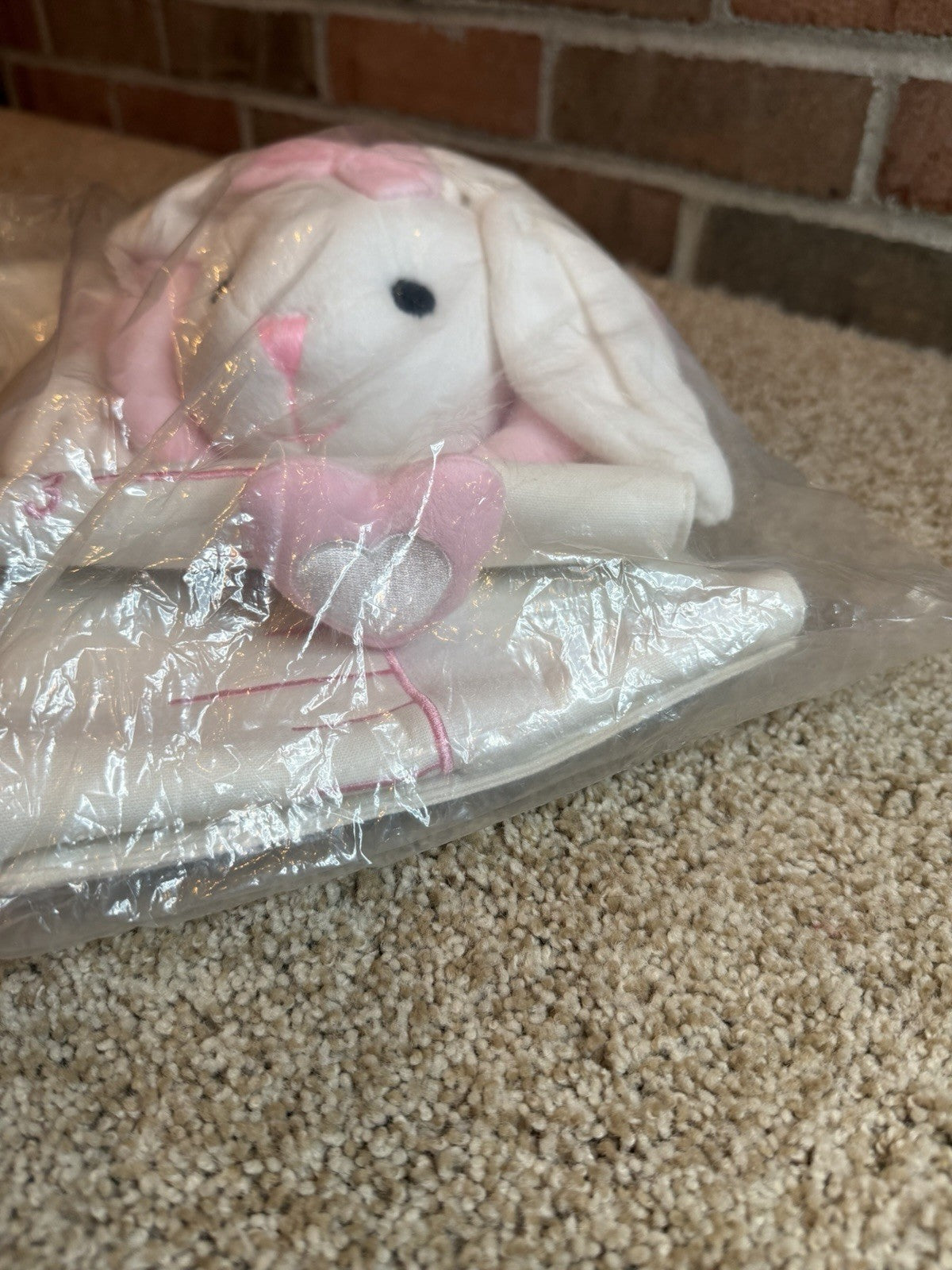 Plush Bunny Growth Chart Measuring Tapestry Nursery Wall Hanging Kids Decor New