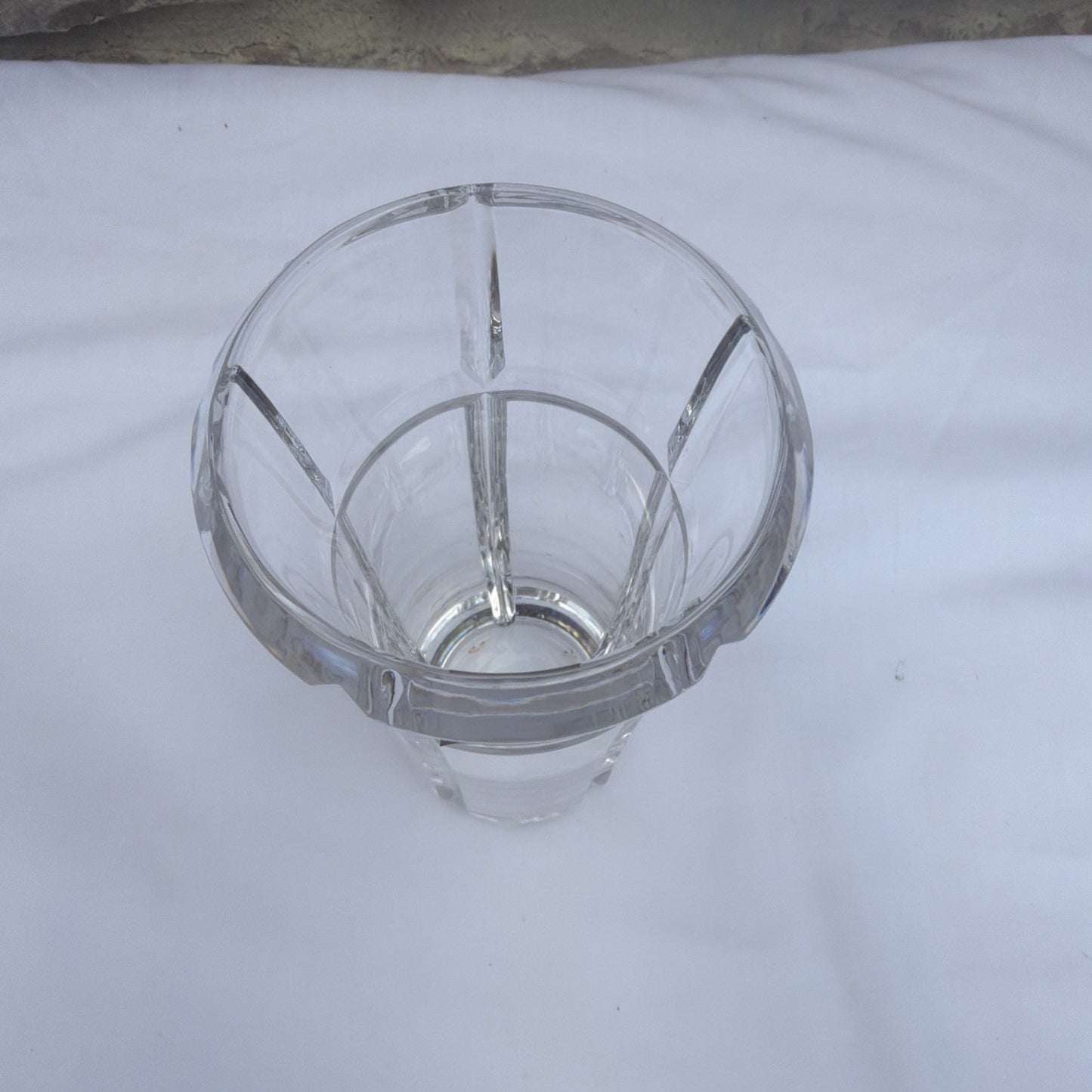 Vintage Mikasa Cut Crystal Vase Heavy Geometric Panel Block Flower Vase 10"