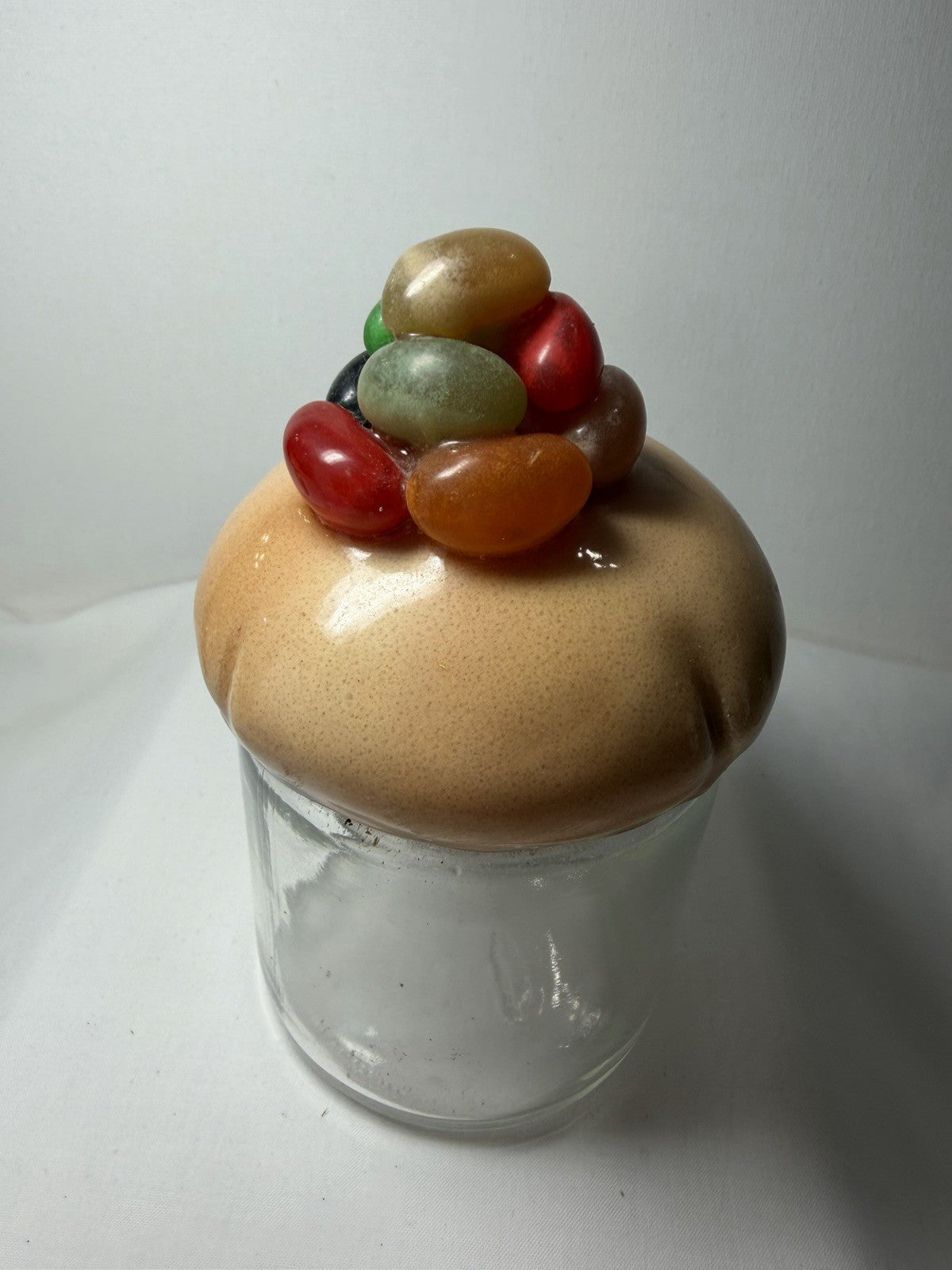 Vintage Jellybean Muffin Jar Lid Sculpted Bread Dough Folk Art - Very Cute