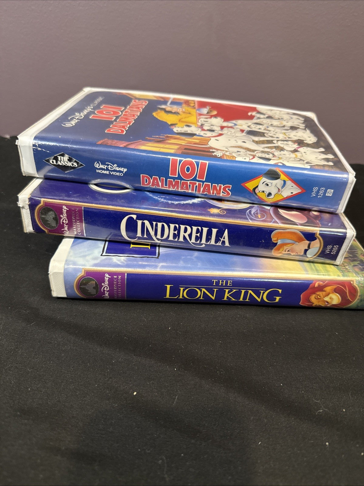 Lot Of 3 Disney VHS 101 Dalmatians Cinderella Loin King