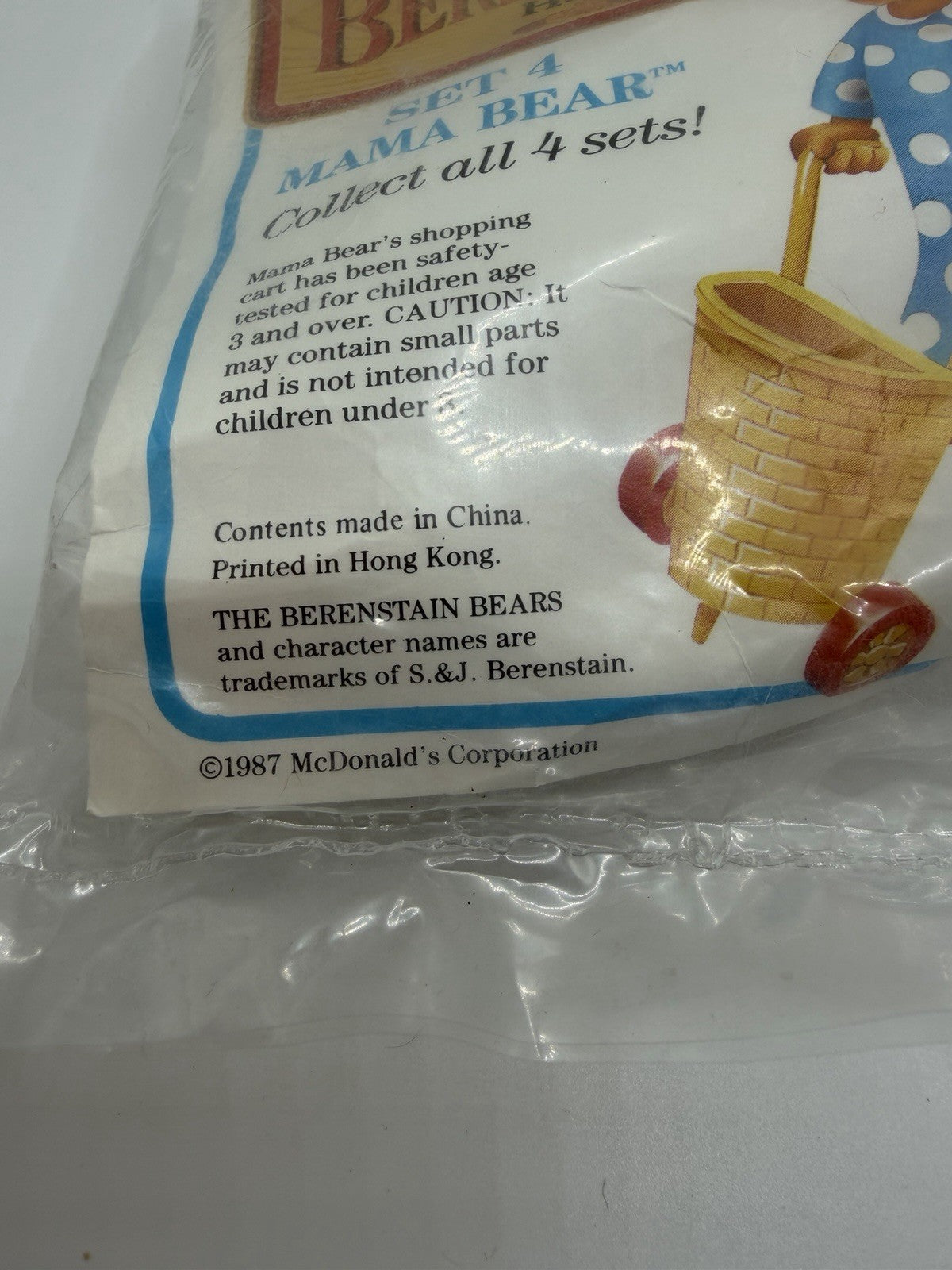 Vintage Berenstain Bears McDonalds Happy Meal Figures Shopping Cart Toy Set 1987