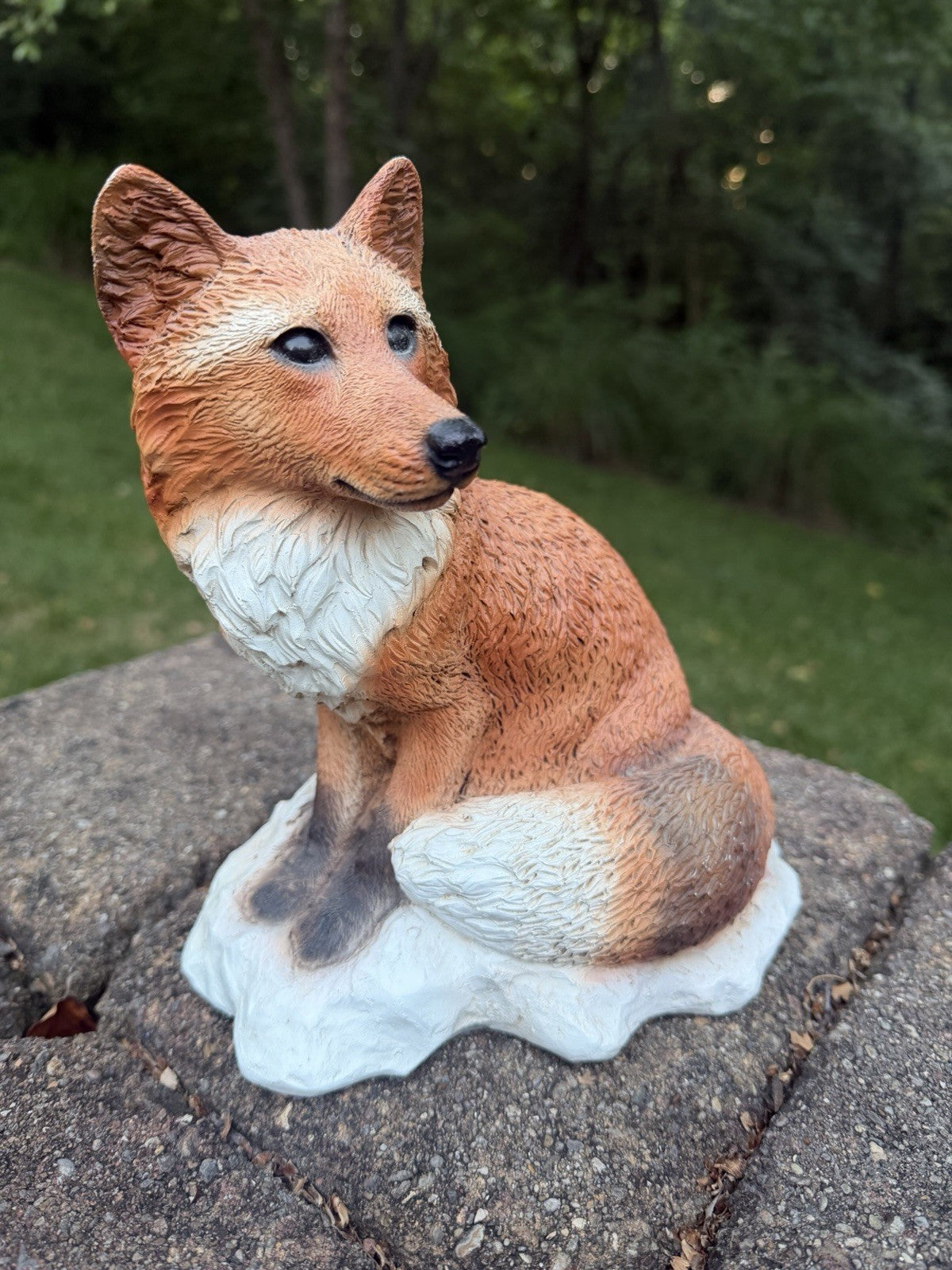 Vintage Castagna Red Fox Alert Orange Brown Textured Resin Figurine Italy 8.5”