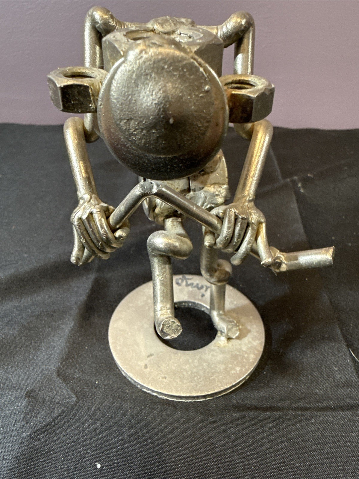 Vintage Nuts and Bolts Handmade Sculpted Metal Golfer Figurine, Set Of 2