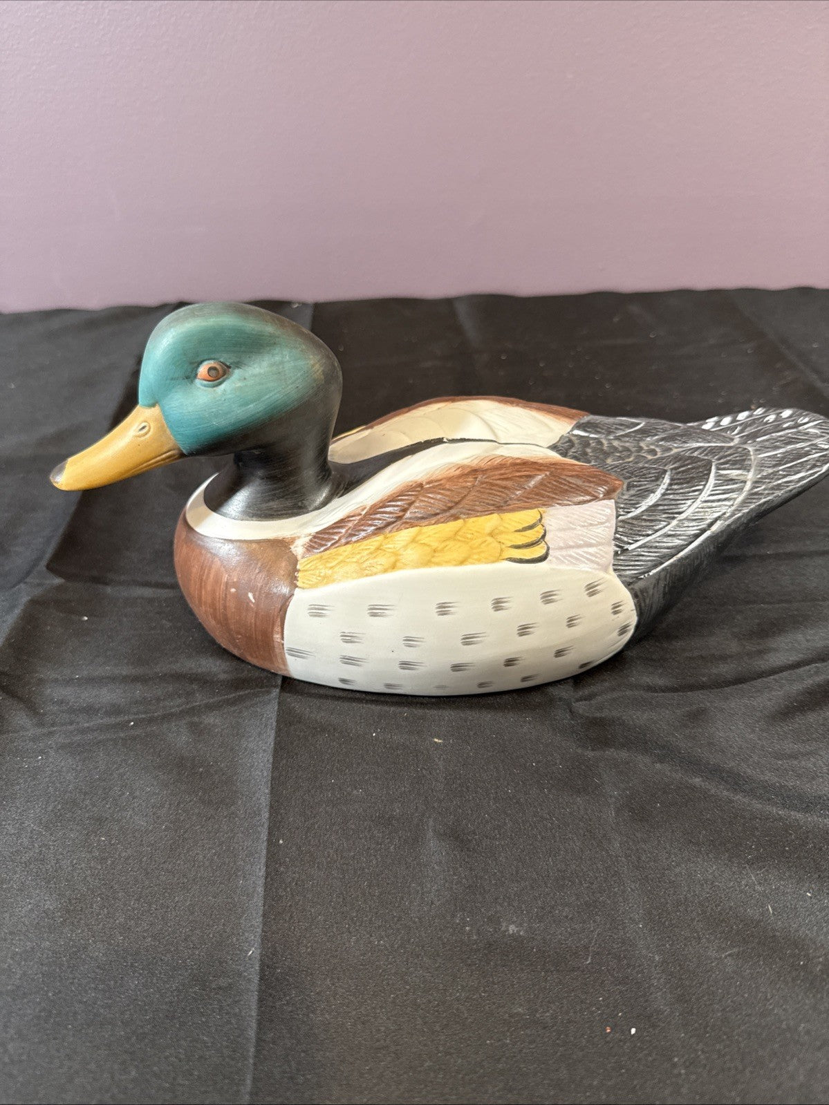 Mid-Century Mallard Ducks Hand-Painted Porcelain Figurines; Taiwan; Set of 2