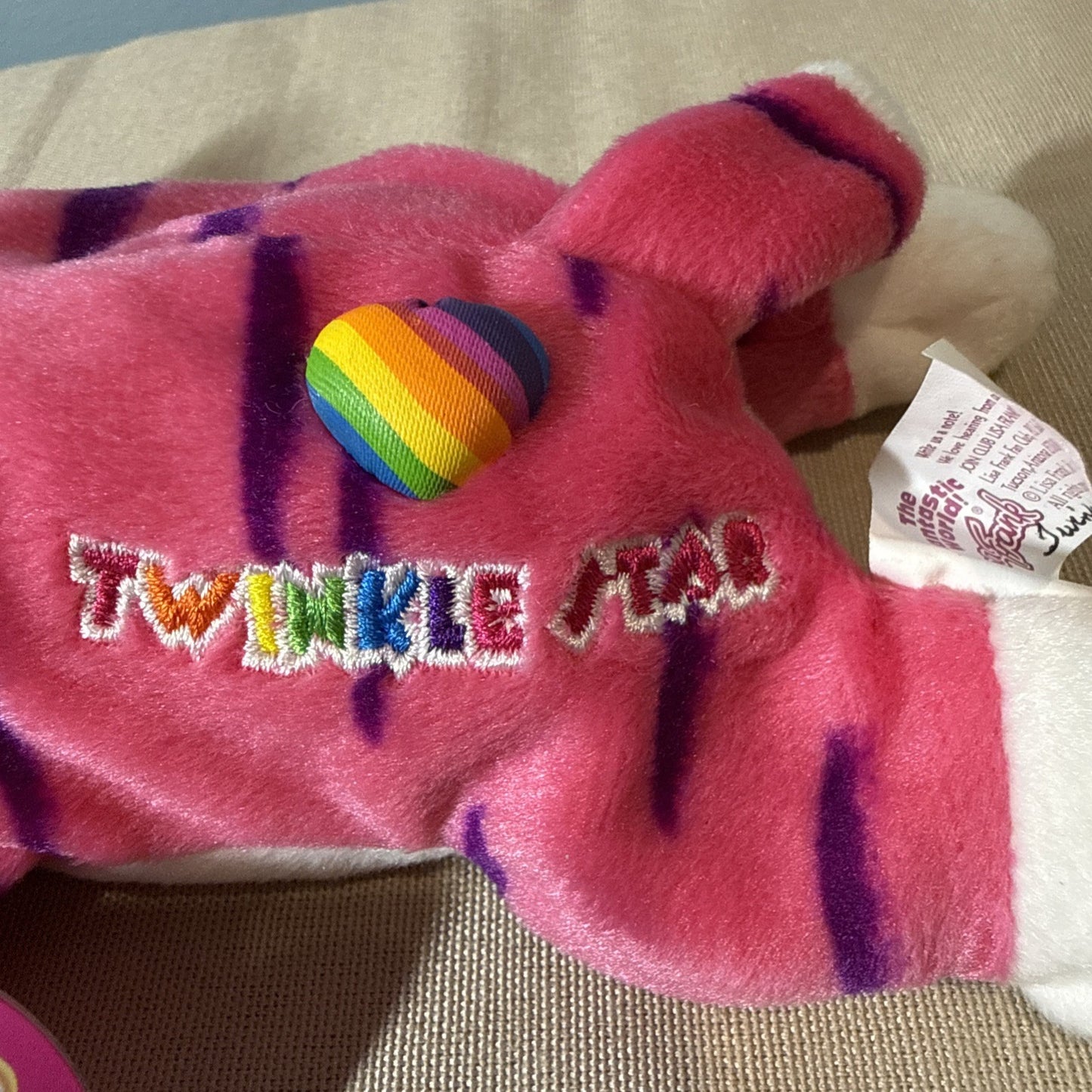 Vintage 1998 Lisa Frank Twinkle Star Pink Cat Bean Buddy NWT Rare Plush