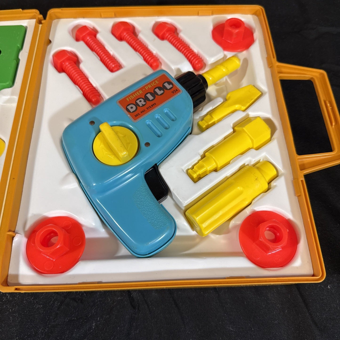 Vintage 1970's Fisher Price Tool Kit With Tools And Drill #924 * VERY NICE!