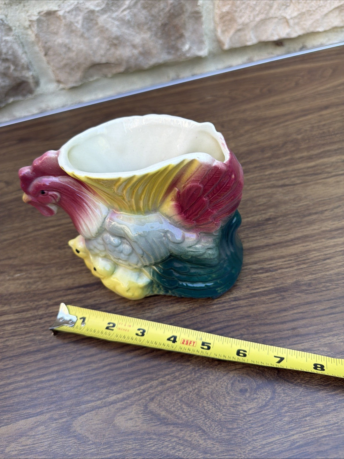 Royal Copley Rooster Hen Chicks Planter Vintage 1950s Ceramic