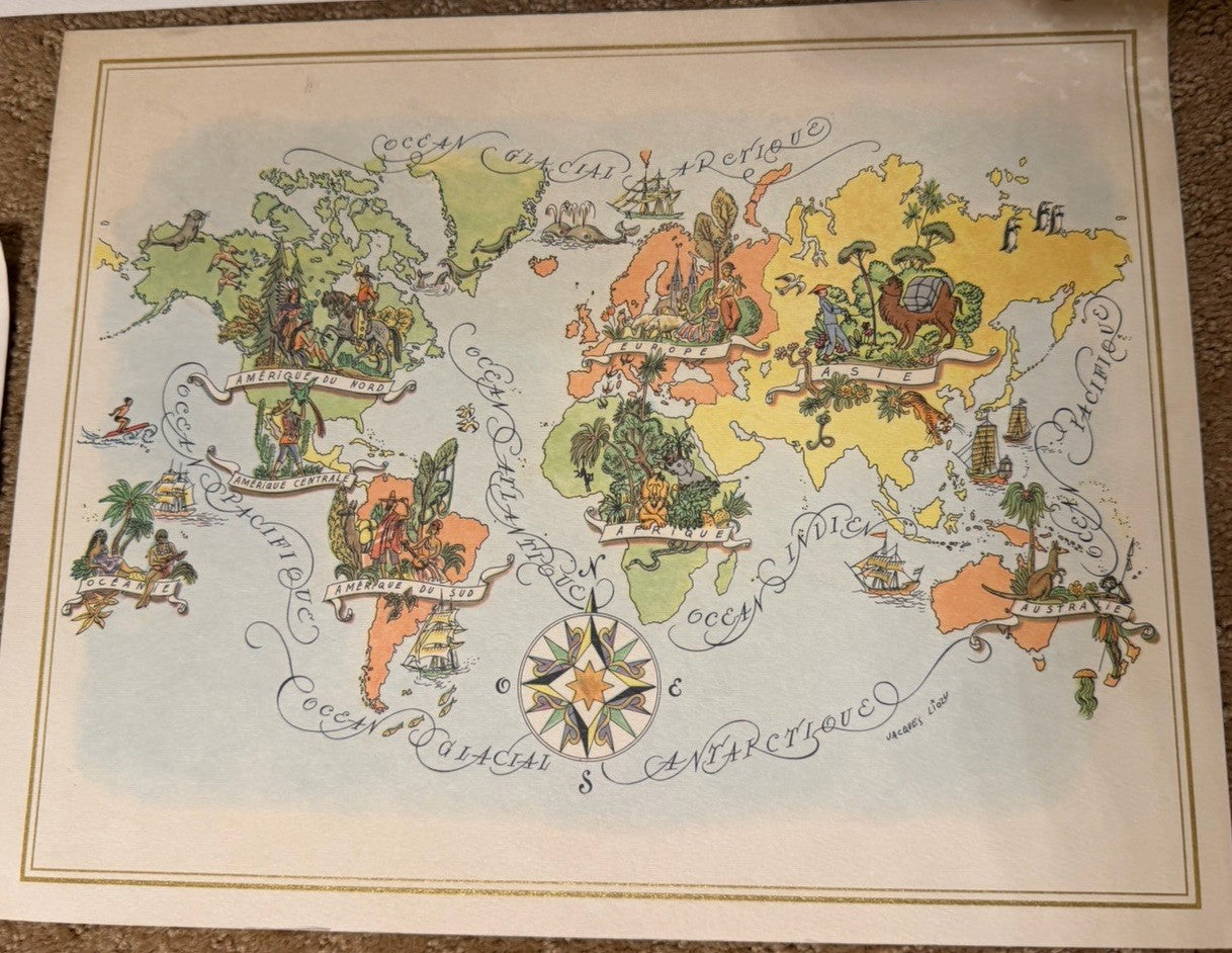 Vintage 1960 Pan Am World Airways Pictorial Map Set of 7 Continental Travel Maps