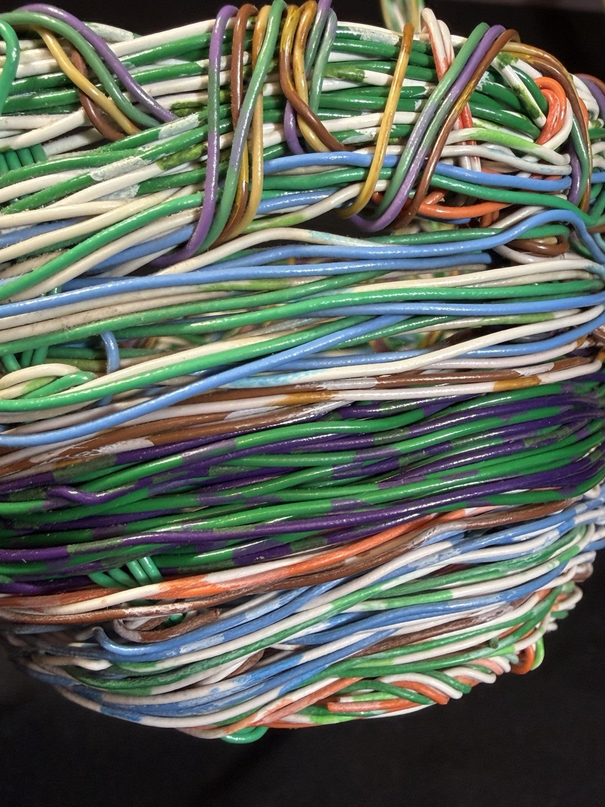 Bohemian Wire Basket Multicolor Decorative Handmade 6.5"