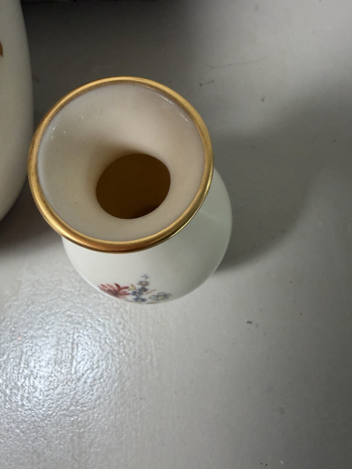 Vintage Lenox Queen's Garden Vase Set Large 10” & Bud Vase 3.5” Floral Gold Trim