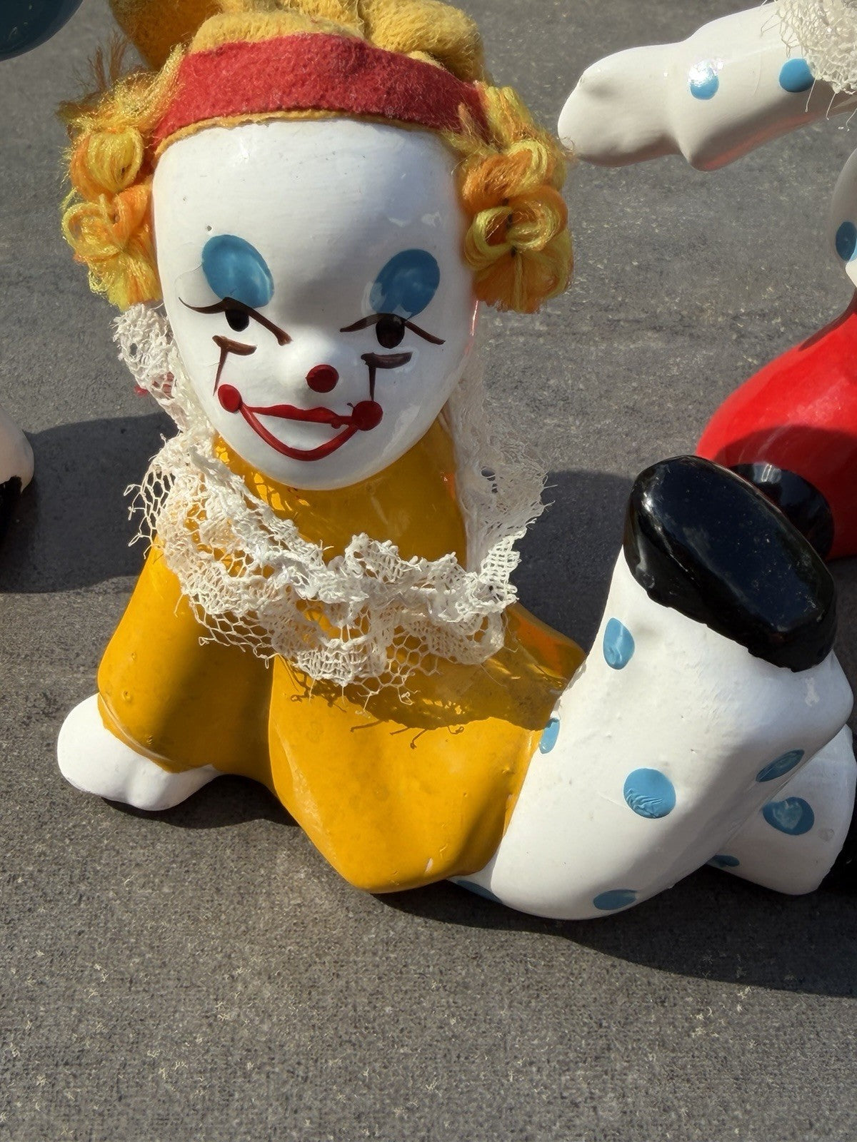 Vintage Circus Clown Ceramic Figurines Especially For Sophia Ann Hand Painted