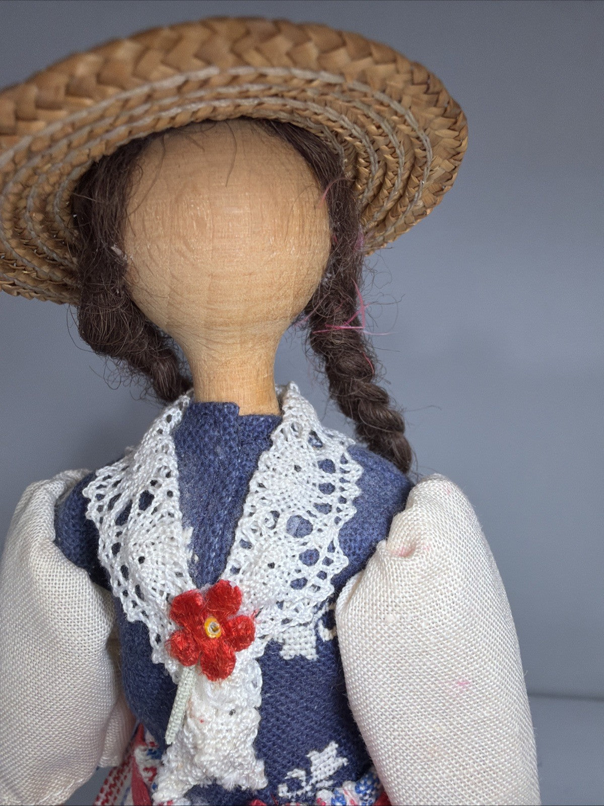 Vintage Handcrafted Wooden Doll Turned Wood Figurine 7.5 Inch