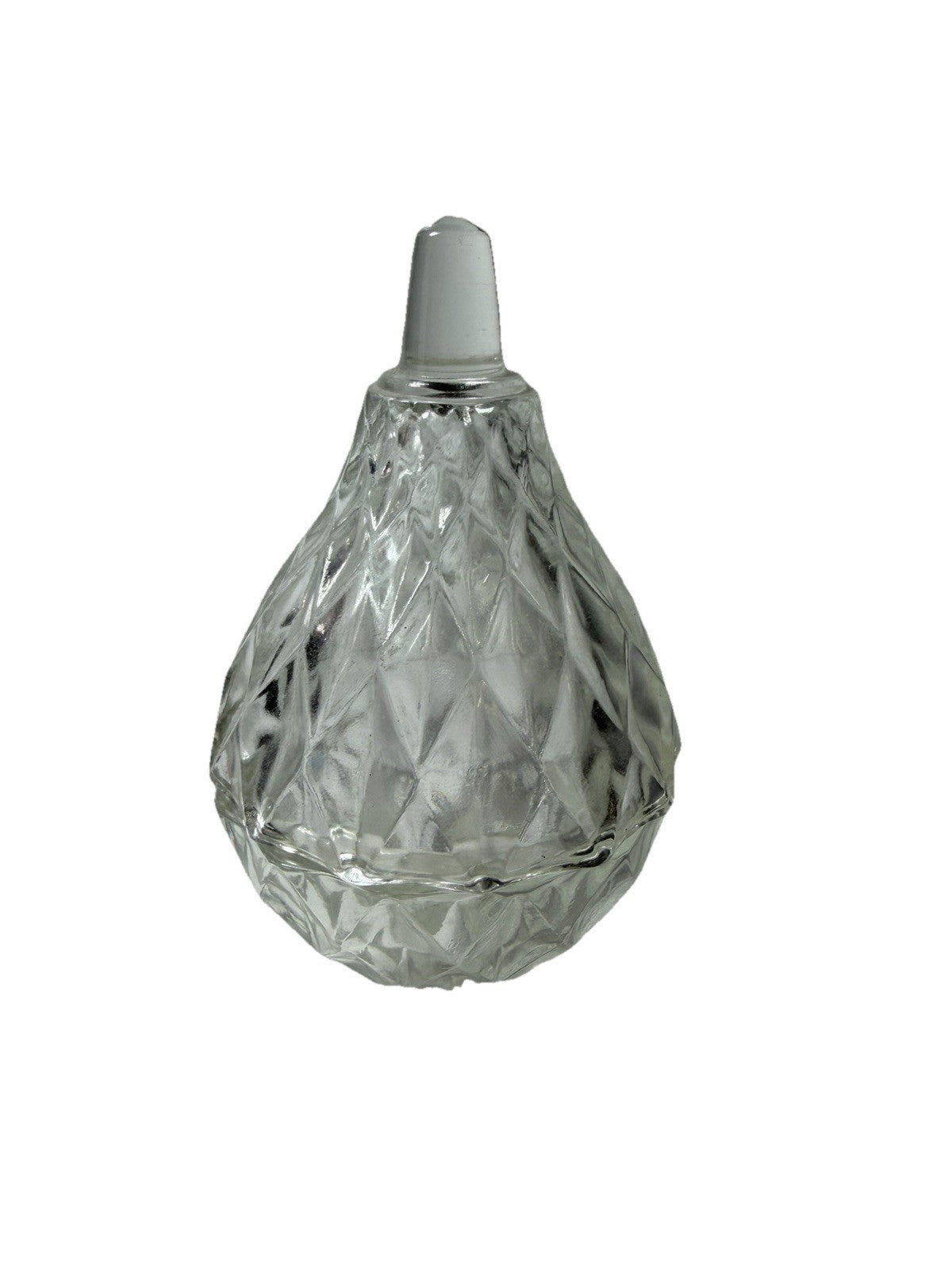 Vintage Italian Pear Crystal Glass Trinket Box Diamond Cut Italy 4”