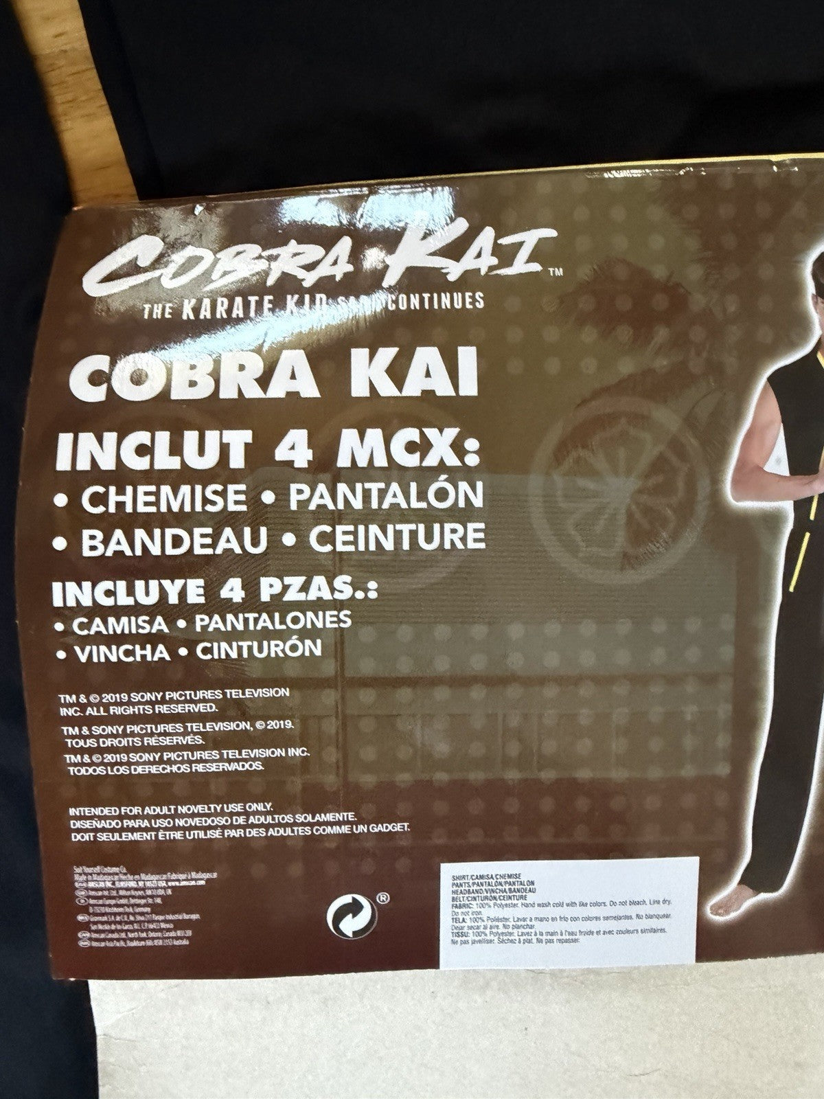 Cobra Kai Karate Kid Costume Black Gi Uniform Adult S/M Halloween Cosplay Outfit