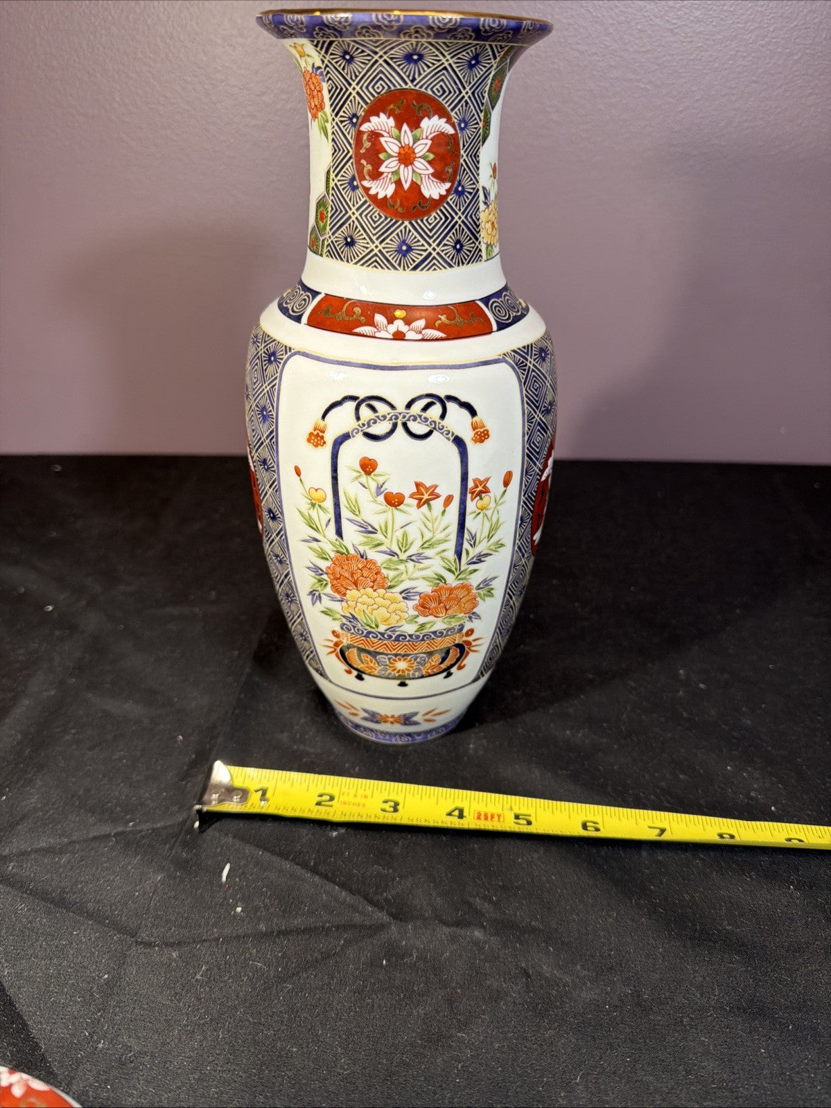 Toyo Ko Imari Porcelain Vase Japan Gold Floral Decor Large Approx 11” Beautiful