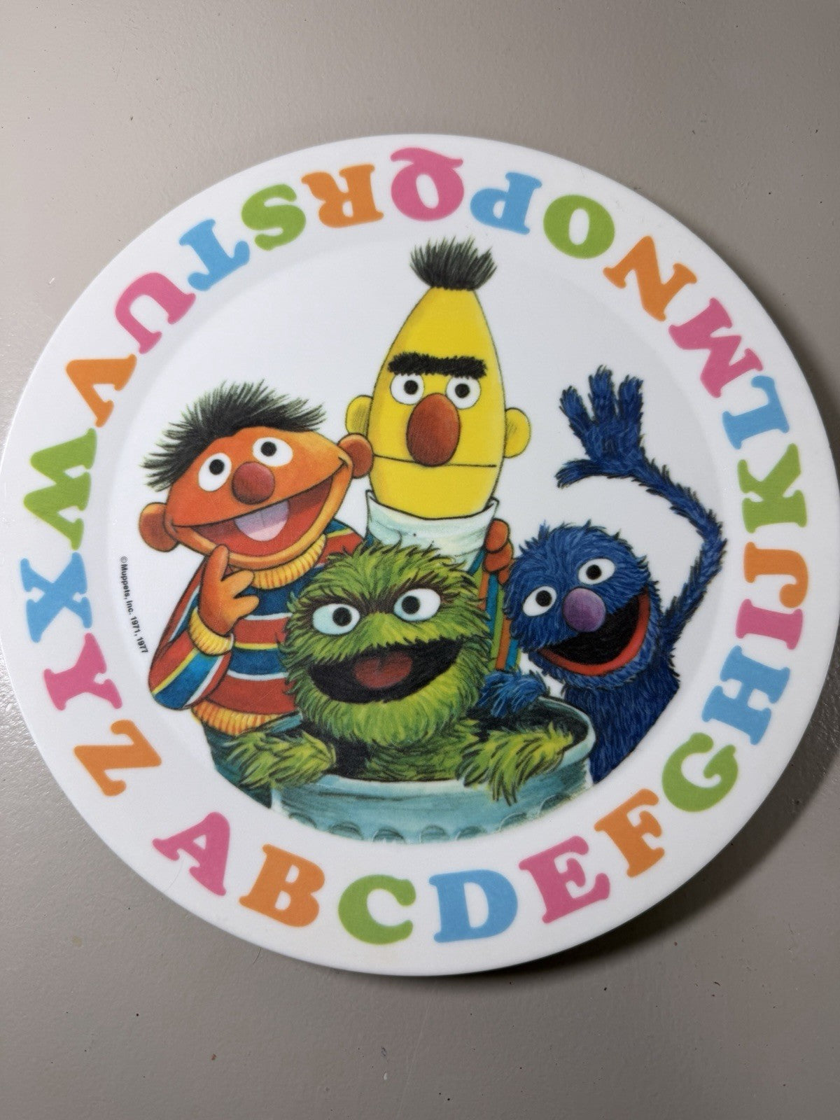 Vintage 1977 Sesame Street Melamine Plate Bowl Set Bert Ernie Cookie Monster