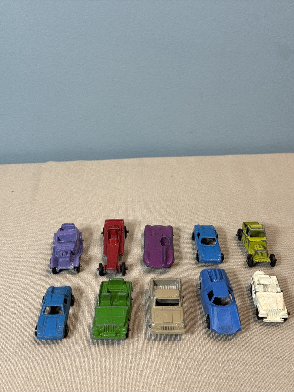 Vintage Tootsietoy Diecast Cars Lot of 12 Dragster Jeep Land Rover Greyhound Bus