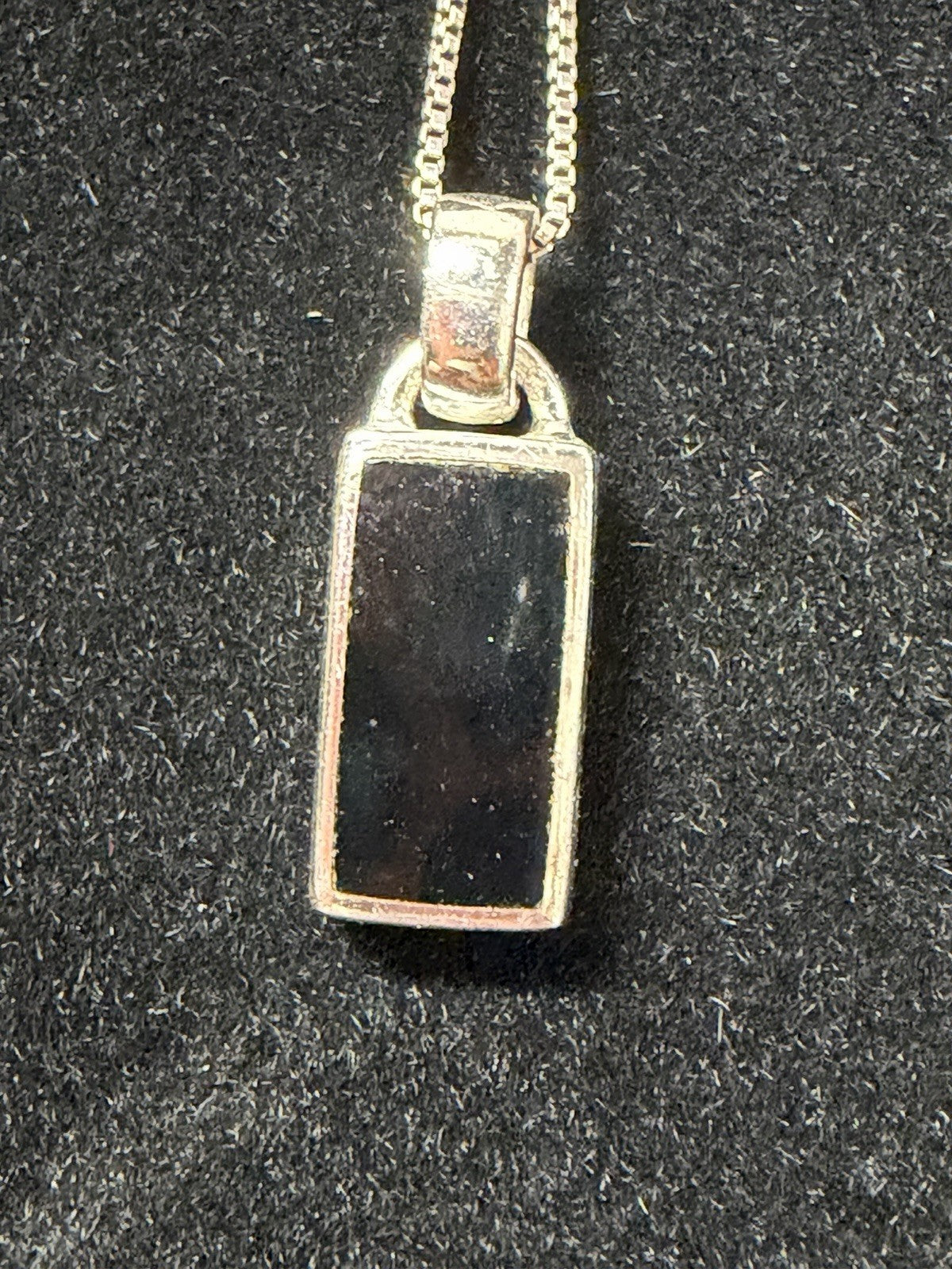 Sterling Silver 925 Black Onyx Rectangle Pendant Necklace Dangle Earrings Set