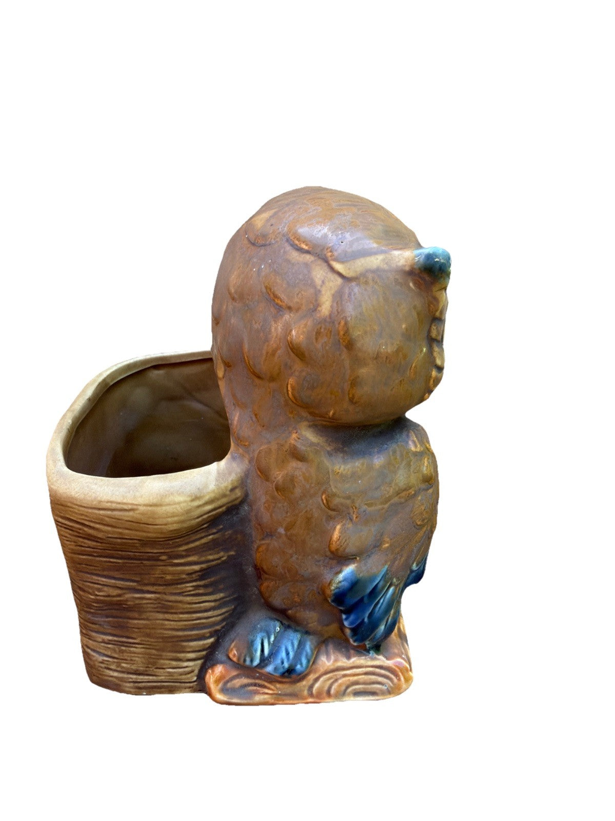 Vintage Rare MCM Owl Mushroom Planter Adult Baby Owls 5" Figurine from Japan